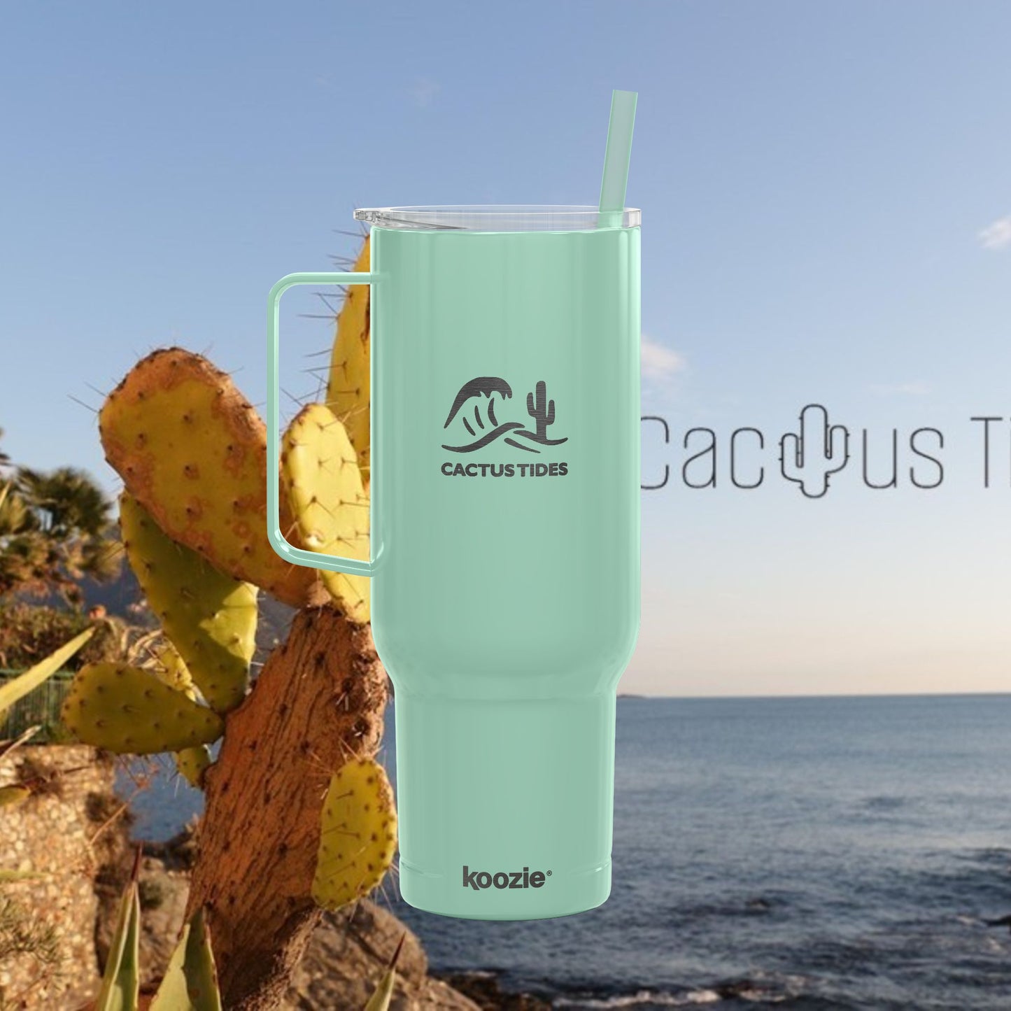 Cactus Tides Insulated Tumbler with Lid, 40oz