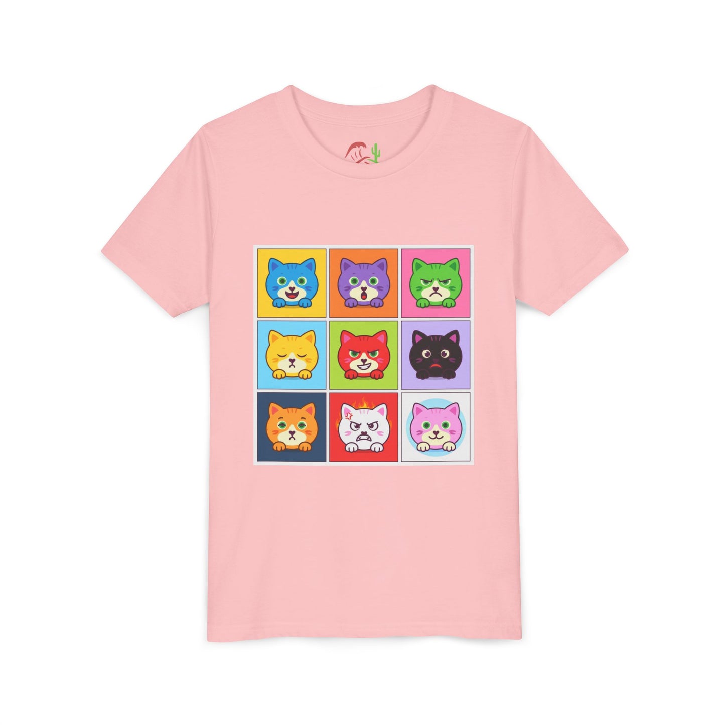 Playful Cat Faces Youth Tee | Cute Animal Shirt for Kids, Stylish Summer T-shirt, Perfect Gift for Cat Lovers, Birthday or Holiday