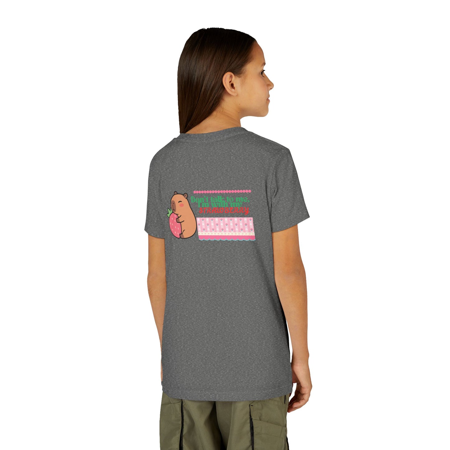 Capybara Hugging Strawberry Youth Tee