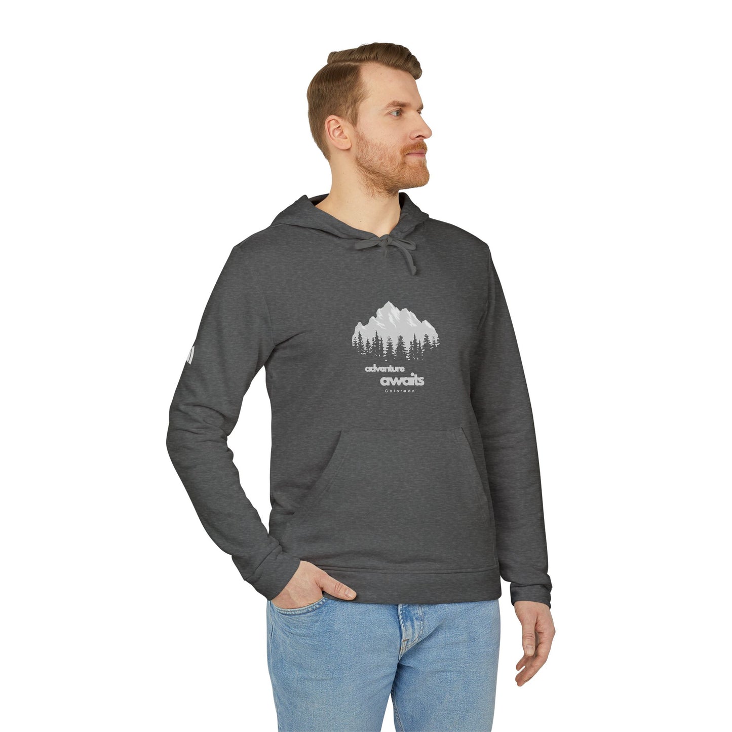 Adidas Fleece Hoodie – Minimalist Skyline Logo Pullover