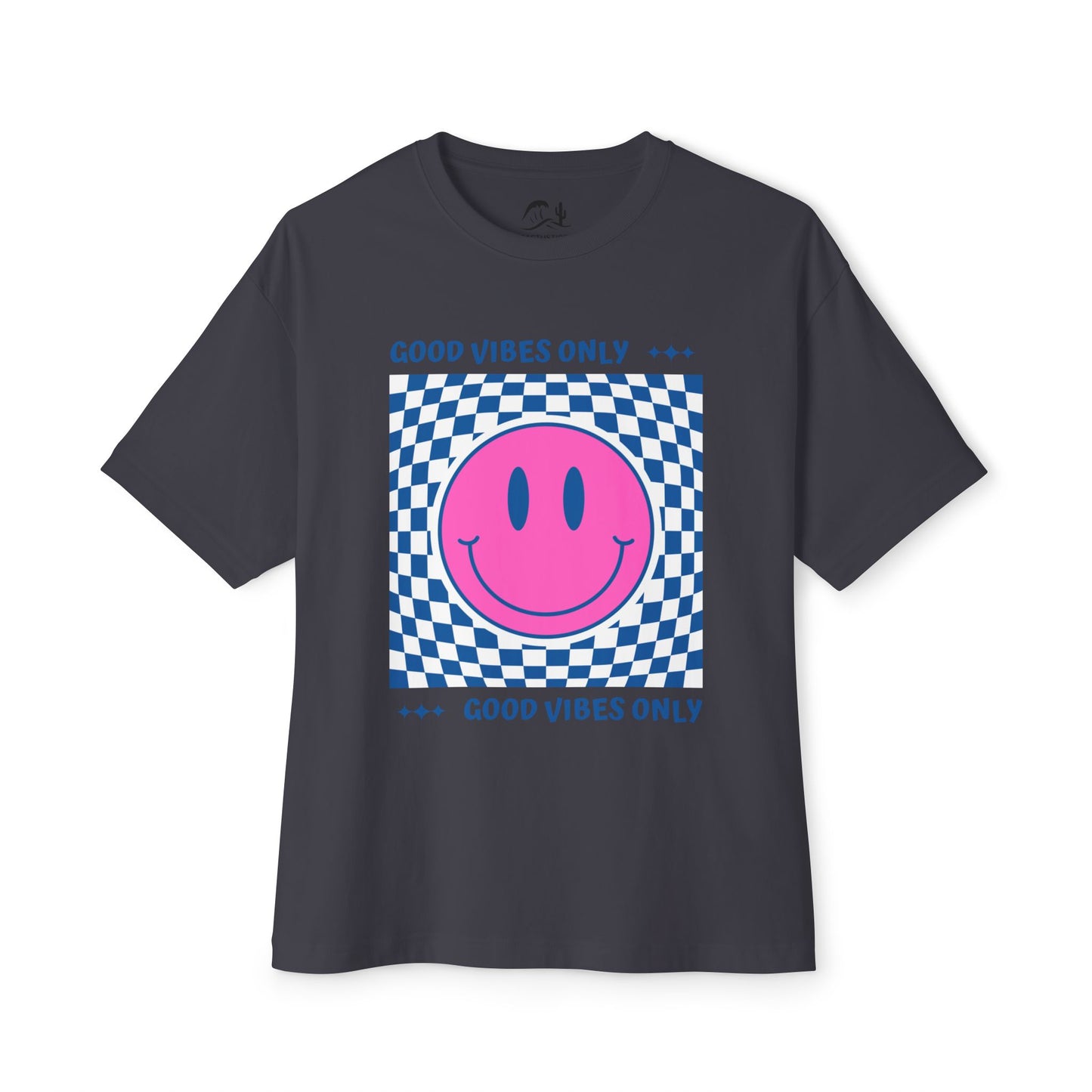 Smiley Checkerboard Oversized T-Shirt