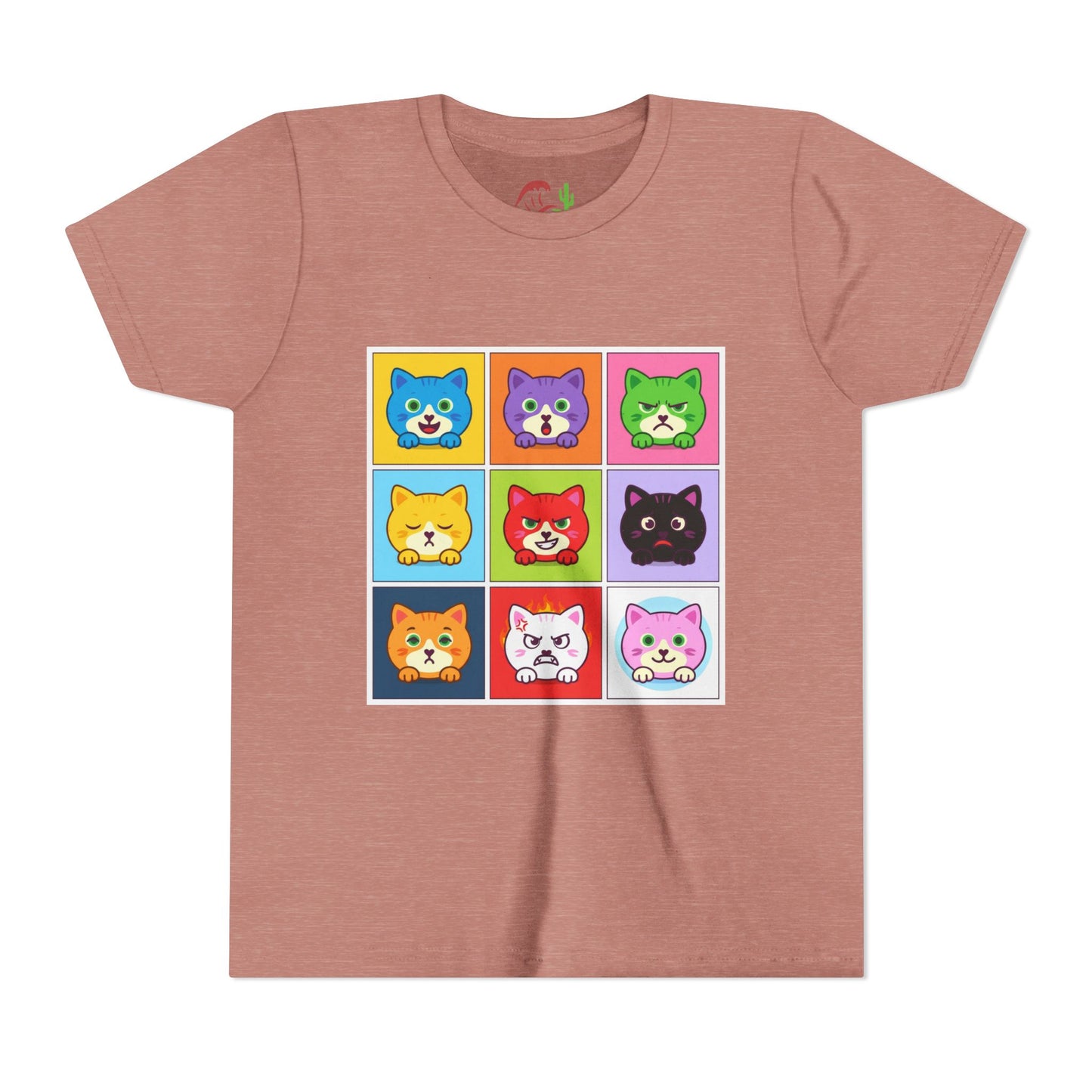 Playful Cat Faces Youth Tee | Cute Animal Shirt for Kids, Stylish Summer T-shirt, Perfect Gift for Cat Lovers, Birthday or Holiday