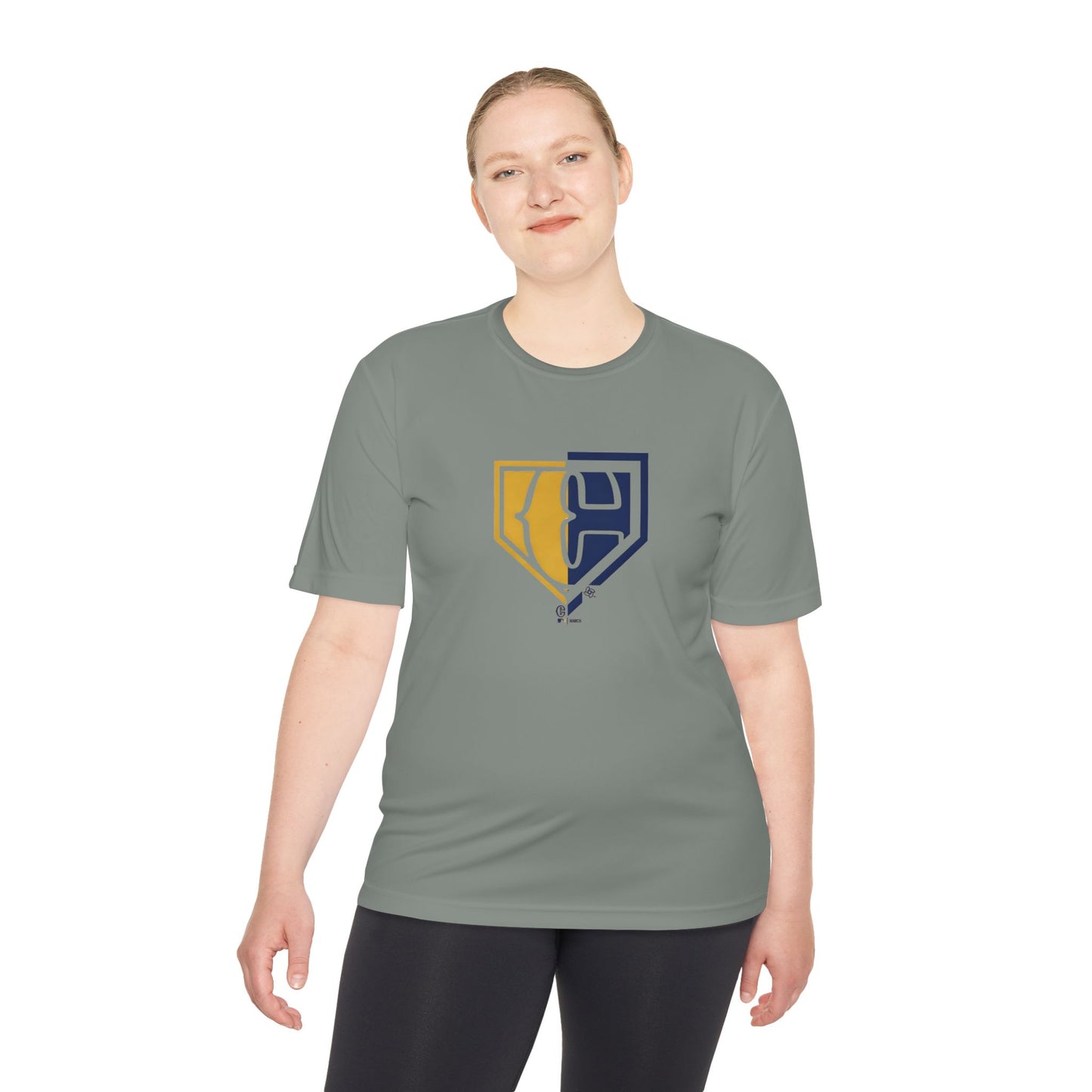 Baseball Shield Performance Tee — Split Team Logo Moisture-Wicking Shirt