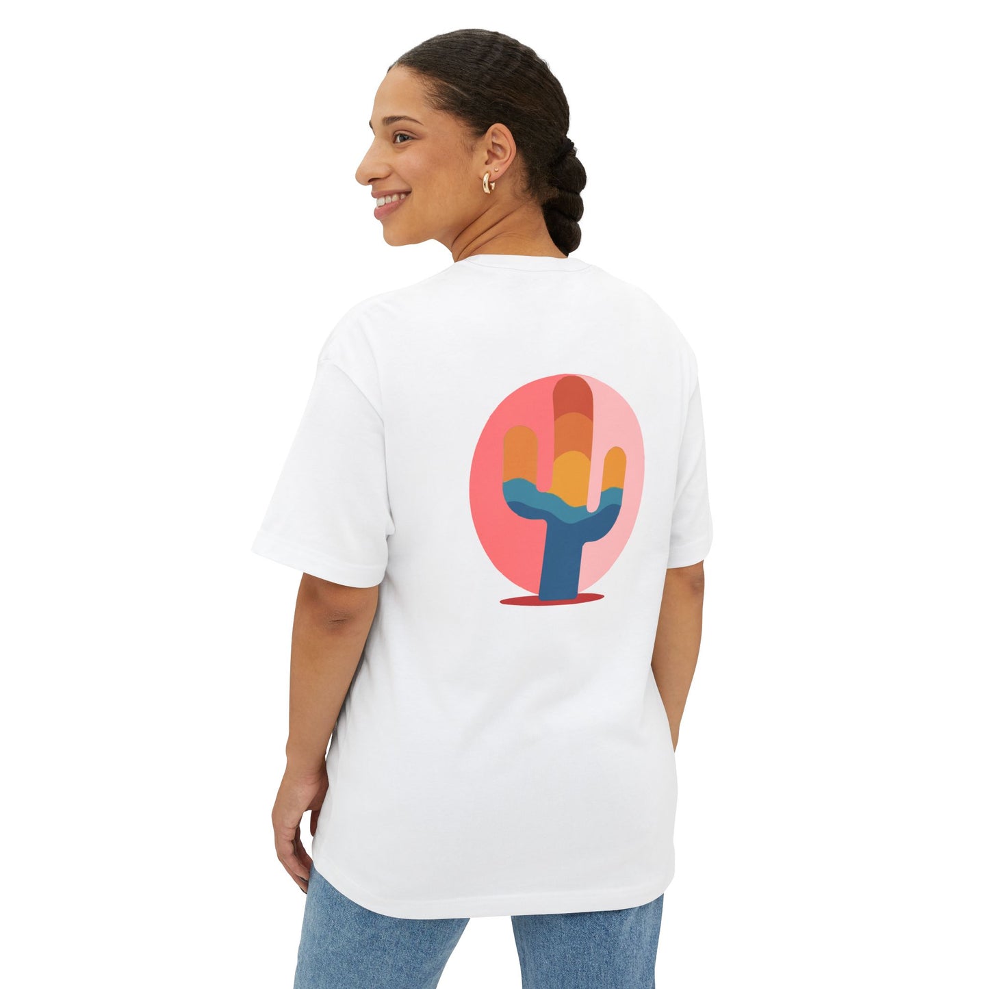 Cactus Sunset Unisex Oversized Boxy Tee