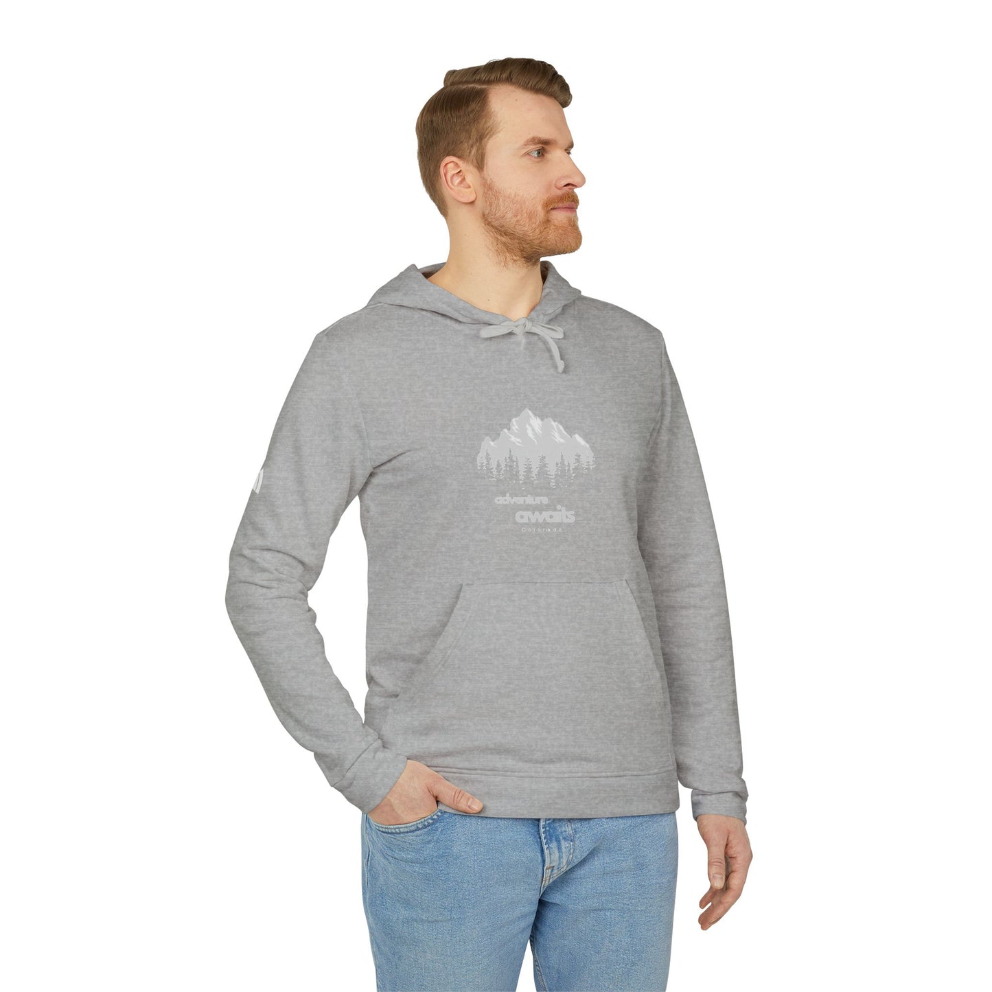 Adidas Fleece Hoodie – Minimalist Skyline Logo Pullover