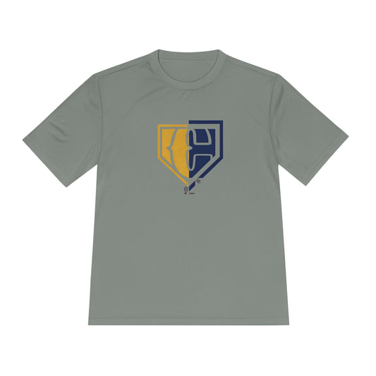 Baseball Shield Performance Tee — Split Team Logo Moisture-Wicking Shirt