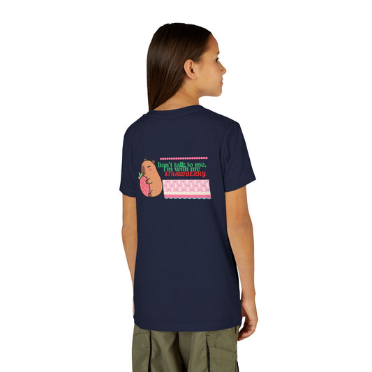 Capybara Hugging Strawberry Youth Tee