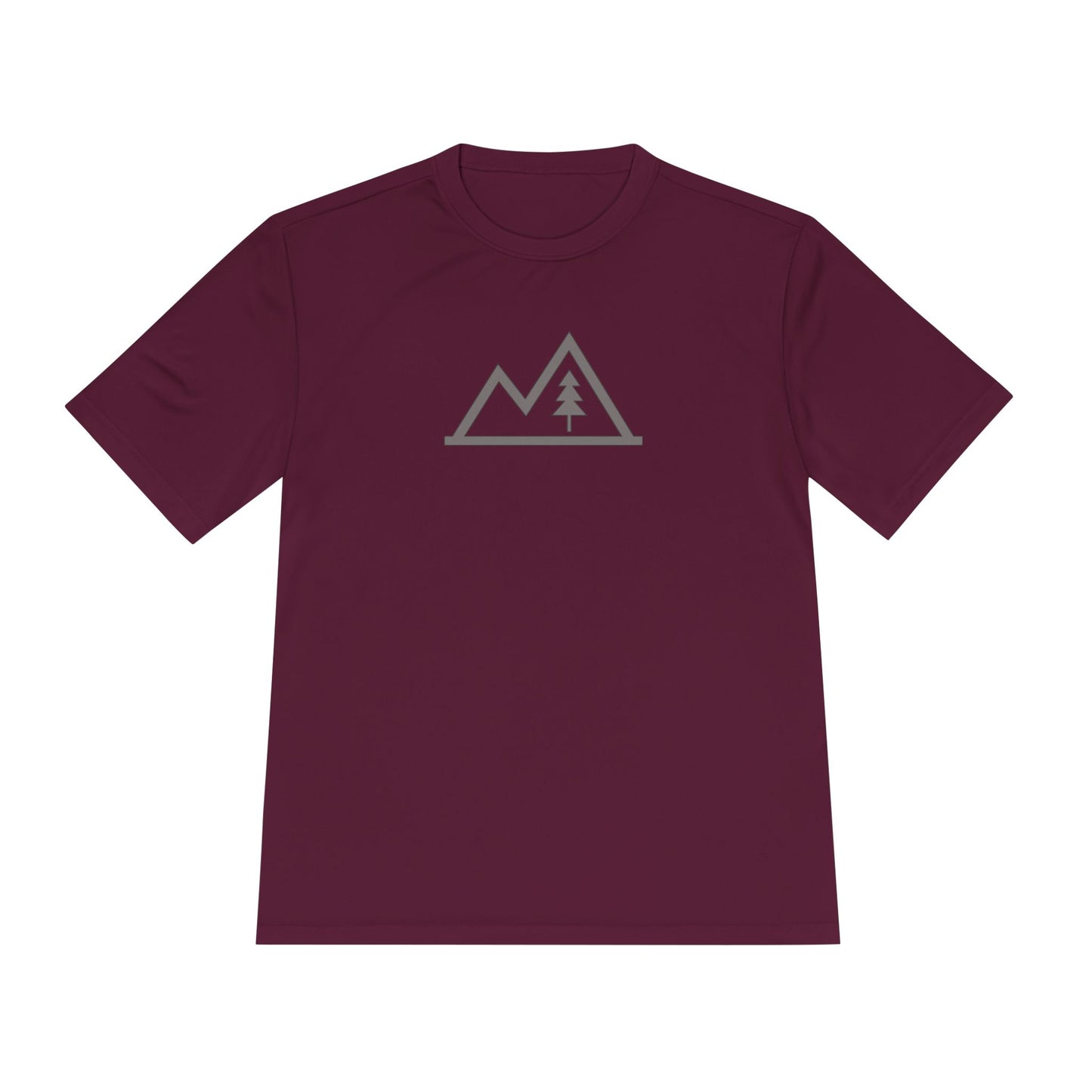 Mountain Outline Tee — Minimal Tree Graphic Performance Shirt