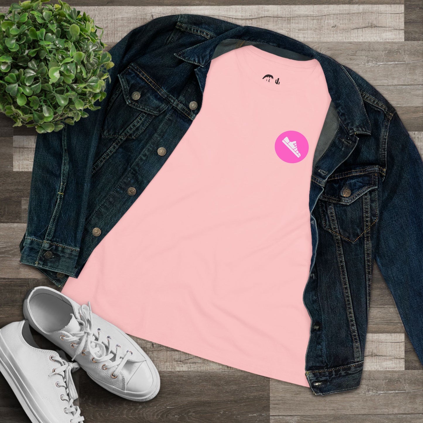 Breathe. Move. Repeat. Women’s Cotton Tee – Motivational Fitness Pink Graphic