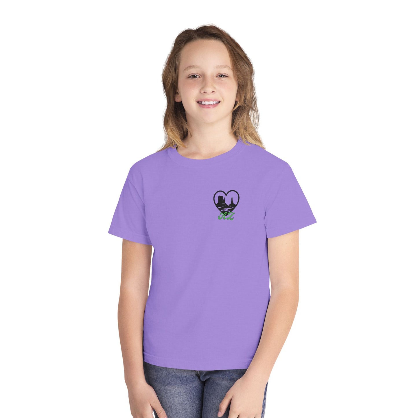 Youth Tee — Heart Mountain Nature Graphic Kids T‑Shirt