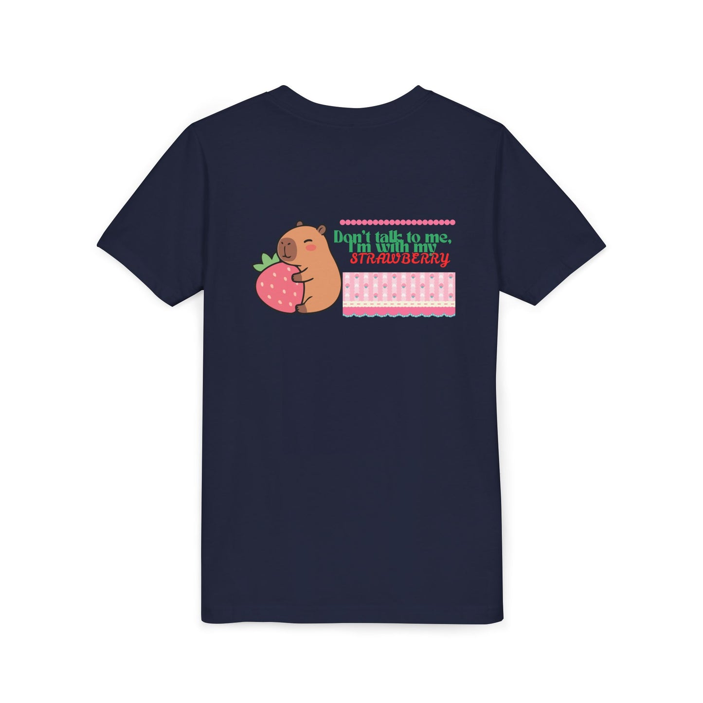 Capybara Hugging Strawberry Youth Tee