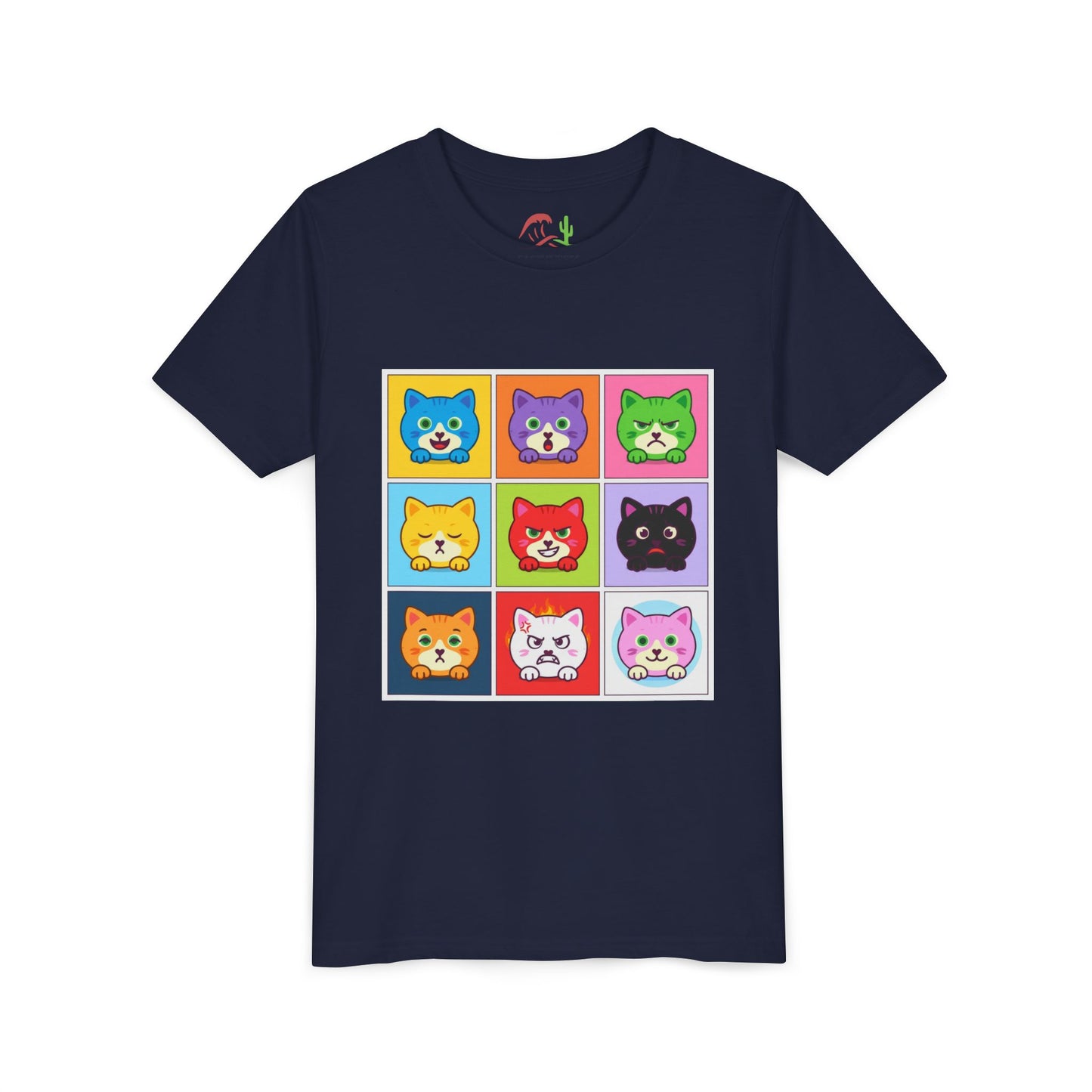 Playful Cat Faces Youth Tee | Cute Animal Shirt for Kids, Stylish Summer T-shirt, Perfect Gift for Cat Lovers, Birthday or Holiday