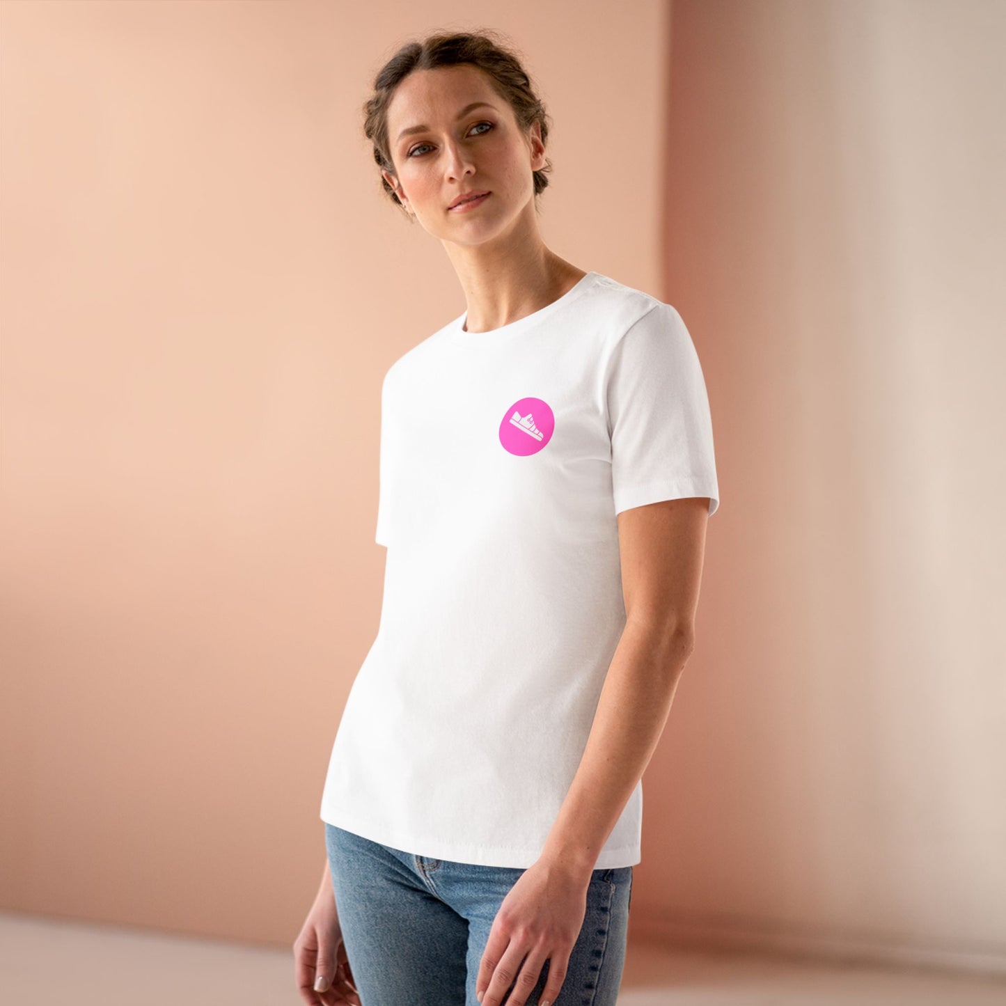 Breathe. Move. Repeat. Women’s Cotton Tee – Motivational Fitness Pink Graphic