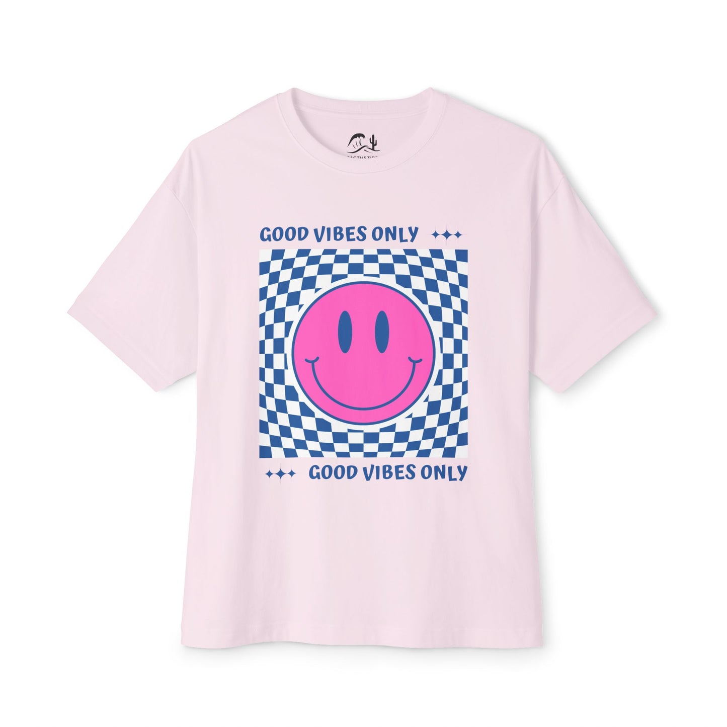 Smiley Checkerboard Oversized T-Shirt