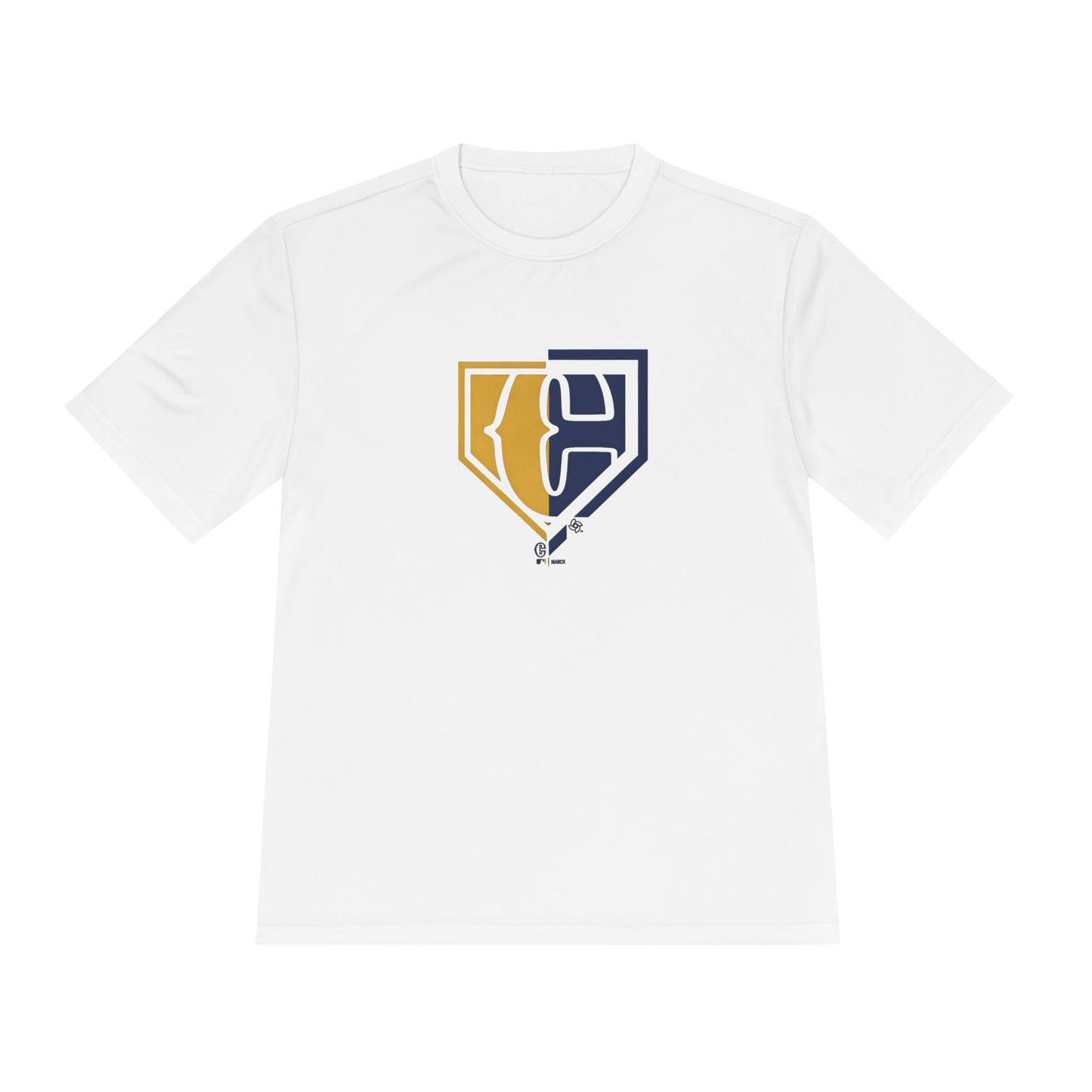 Baseball Shield Performance Tee — Split Team Logo Moisture-Wicking Shirt
