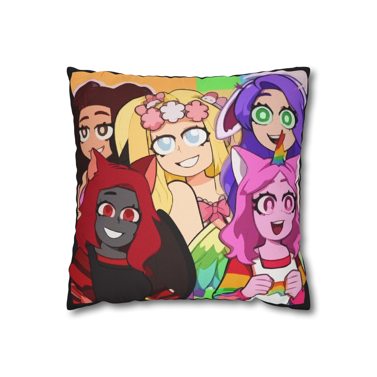 Silly, Sanna, Sunny, Cutie, and Moody Fun Throw Pillow Cover