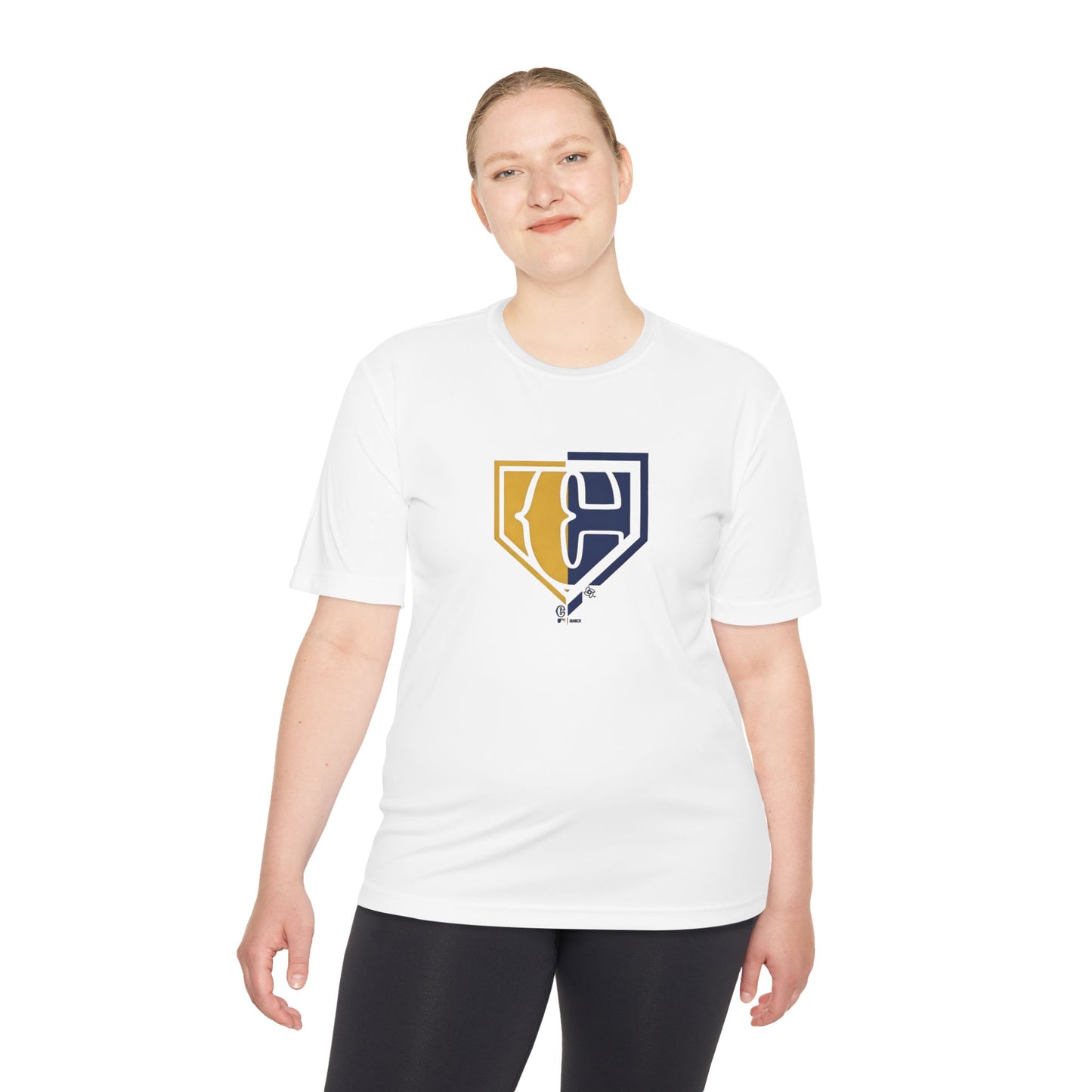Baseball Shield Performance Tee — Split Team Logo Moisture-Wicking Shirt