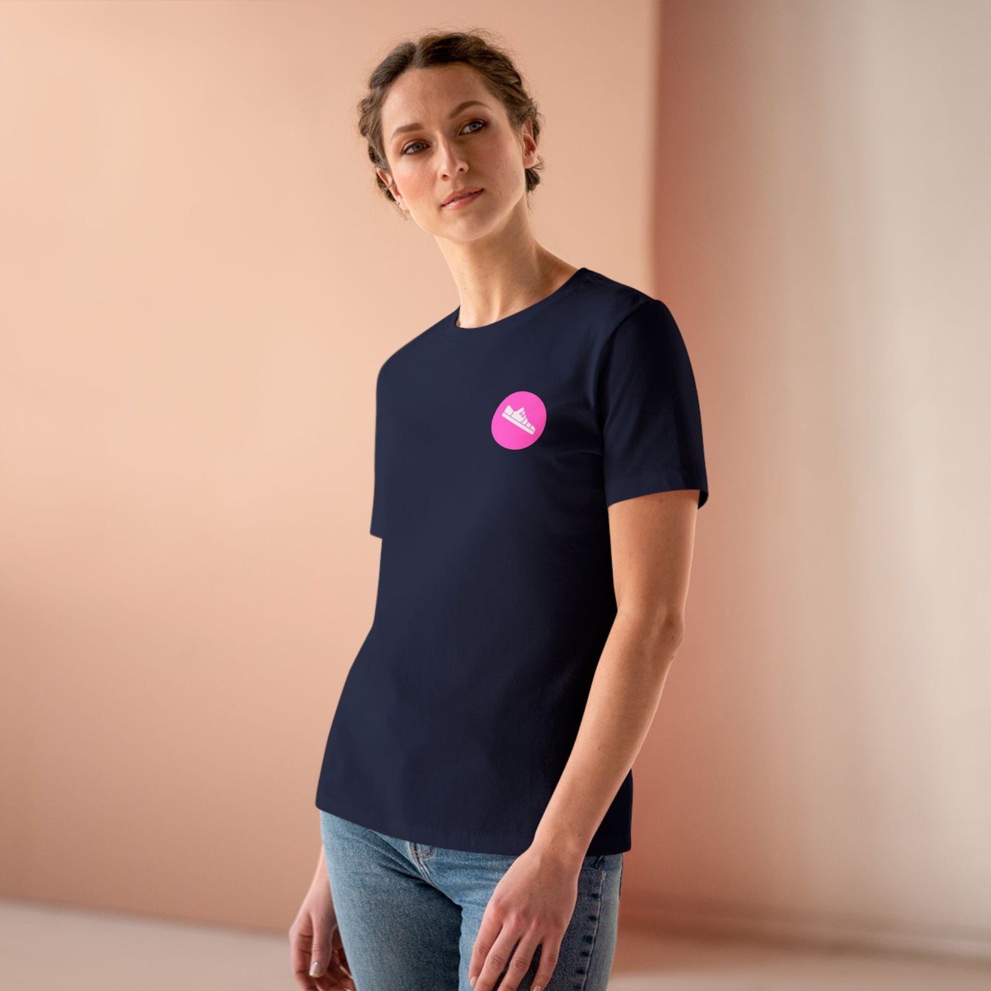 Breathe. Move. Repeat. Women’s Cotton Tee – Motivational Fitness Pink Graphic