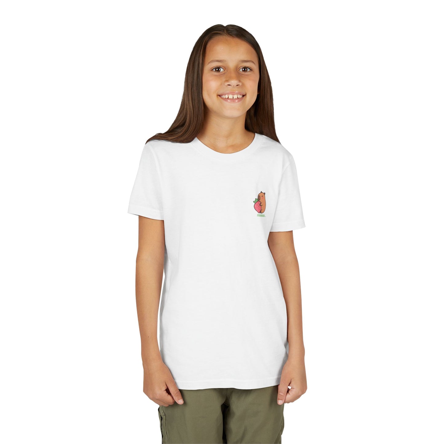 Capybara Hugging Strawberry Youth Tee