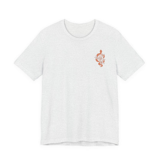 Snake Floral Chest Tee — Small Rose Gold Snake Graphic T‑Shirt