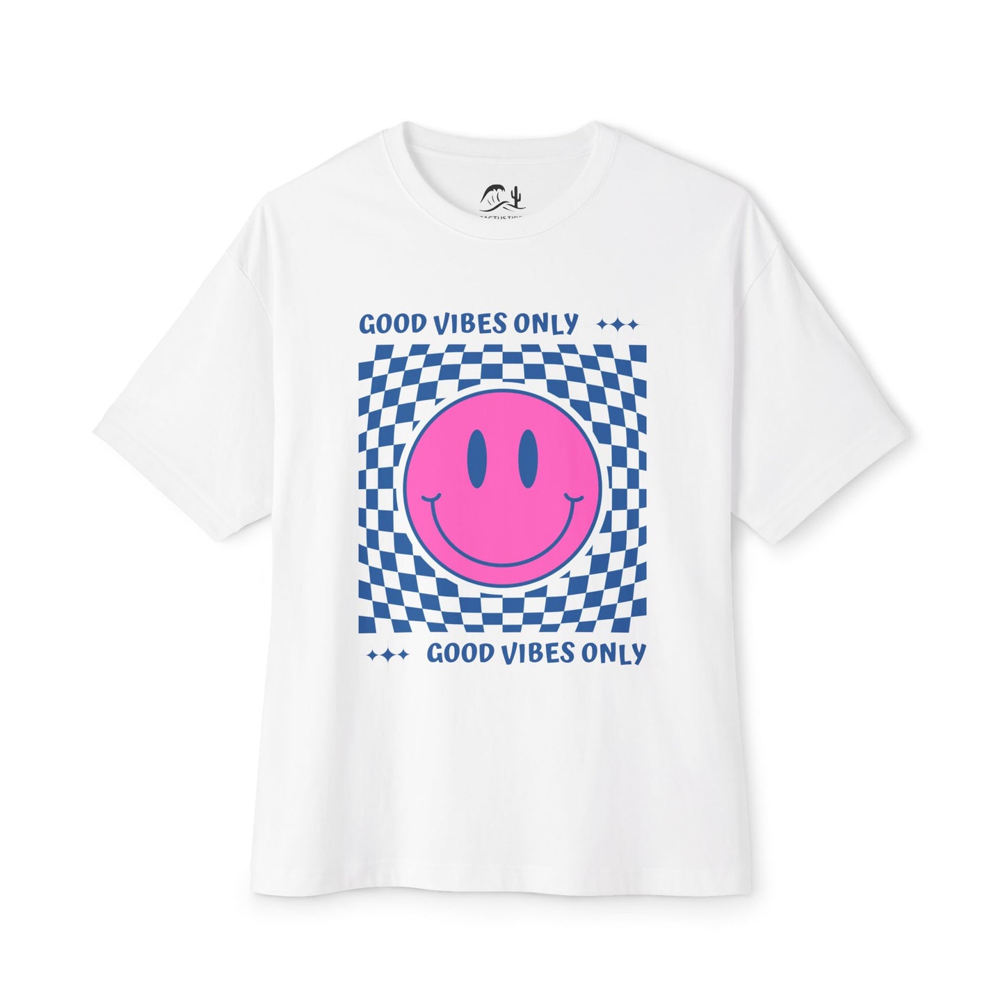Smiley Checkerboard Oversized T-Shirt