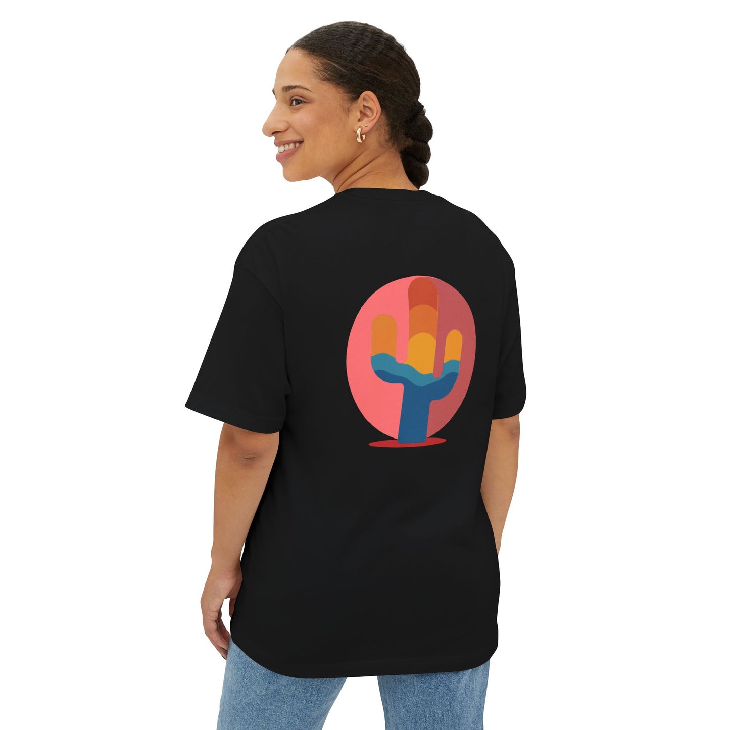Cactus Sunset Unisex Oversized Boxy Tee