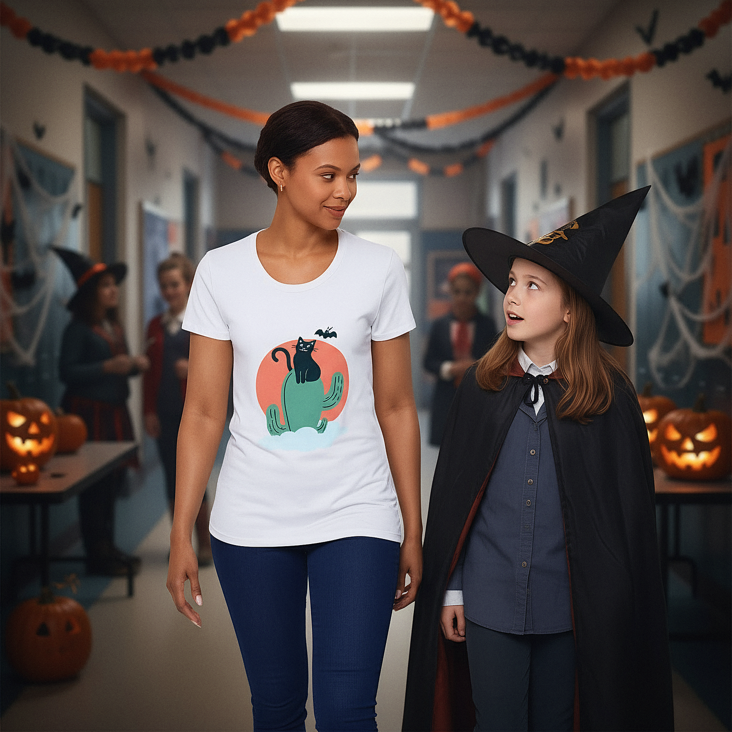 Halloween Cat Women's Organic Short Sleeve T-Shirt