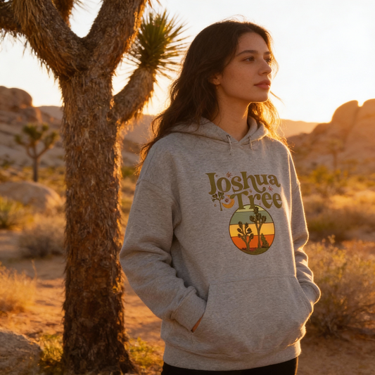 Joshua Tree Vintage Graphic Hoodie — Retro Desert Palm Sweatshirt