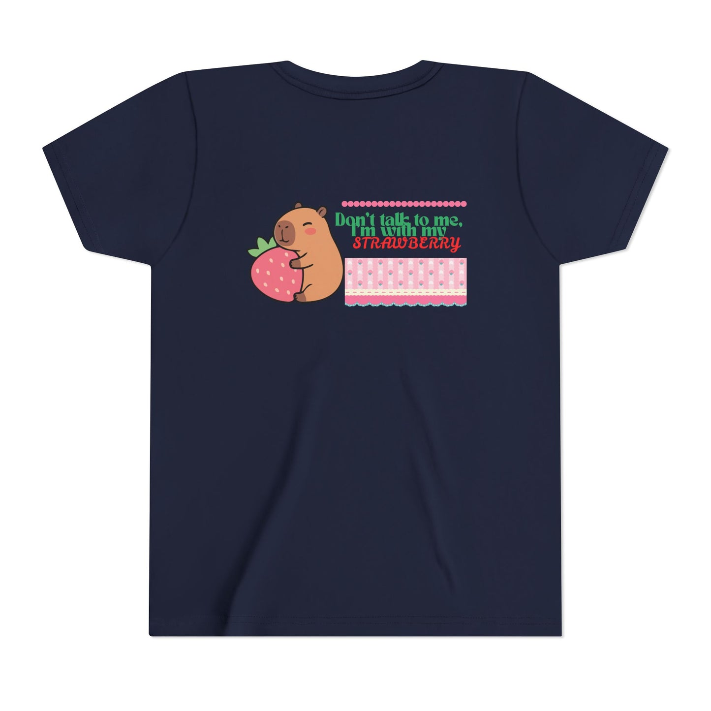 Capybara Hugging Strawberry Youth Tee