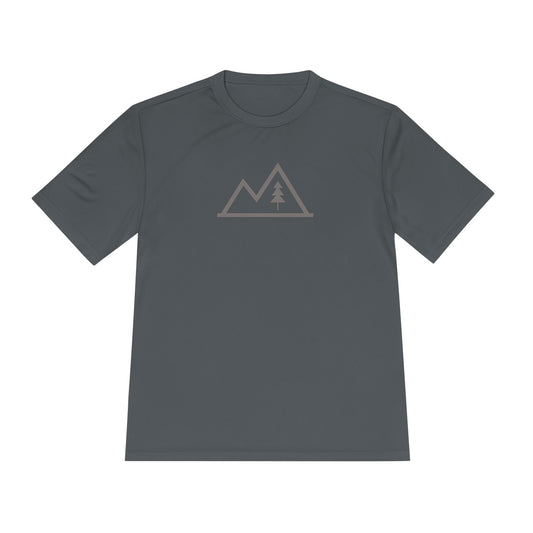 Mountain Outline Tee — Minimal Tree Graphic Performance Shirt