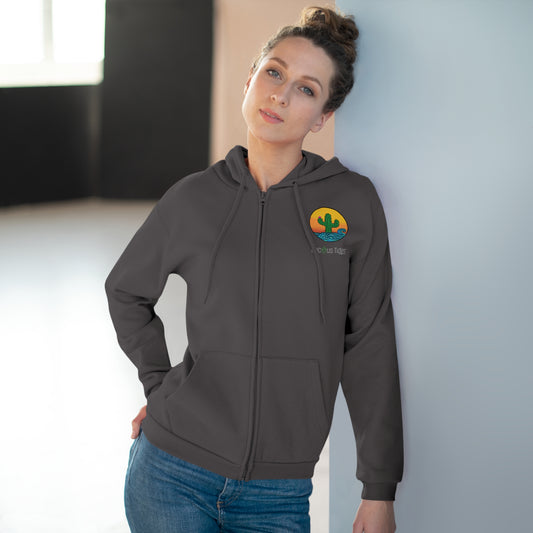 Cactus Vibes Zip-Up Hoodie, Cozy Sweatshirt for Nature Lovers, Perfect Gift for Birthdays, Outdoor Adventures, and Casual Outings