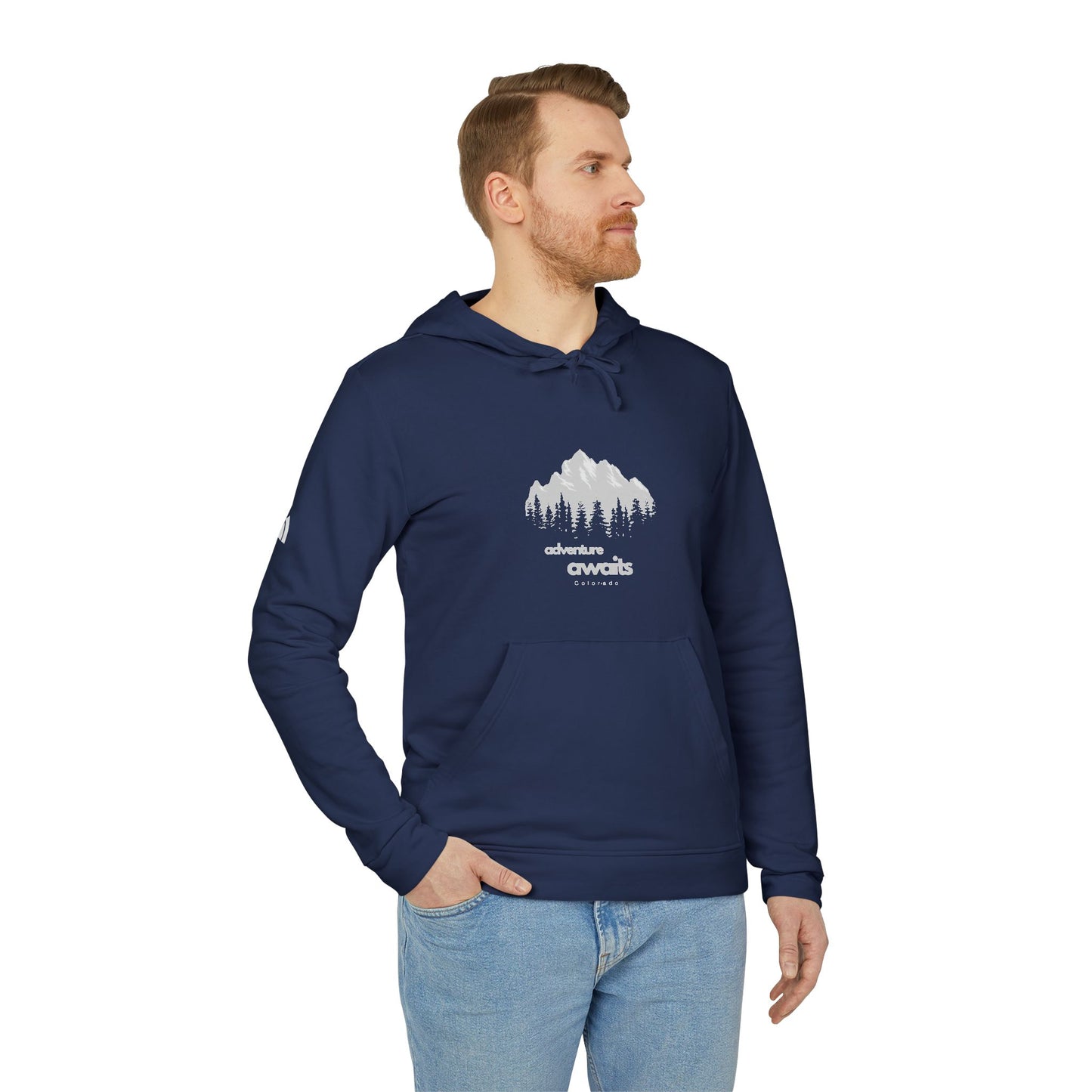 Adidas Fleece Hoodie – Minimalist Skyline Logo Pullover