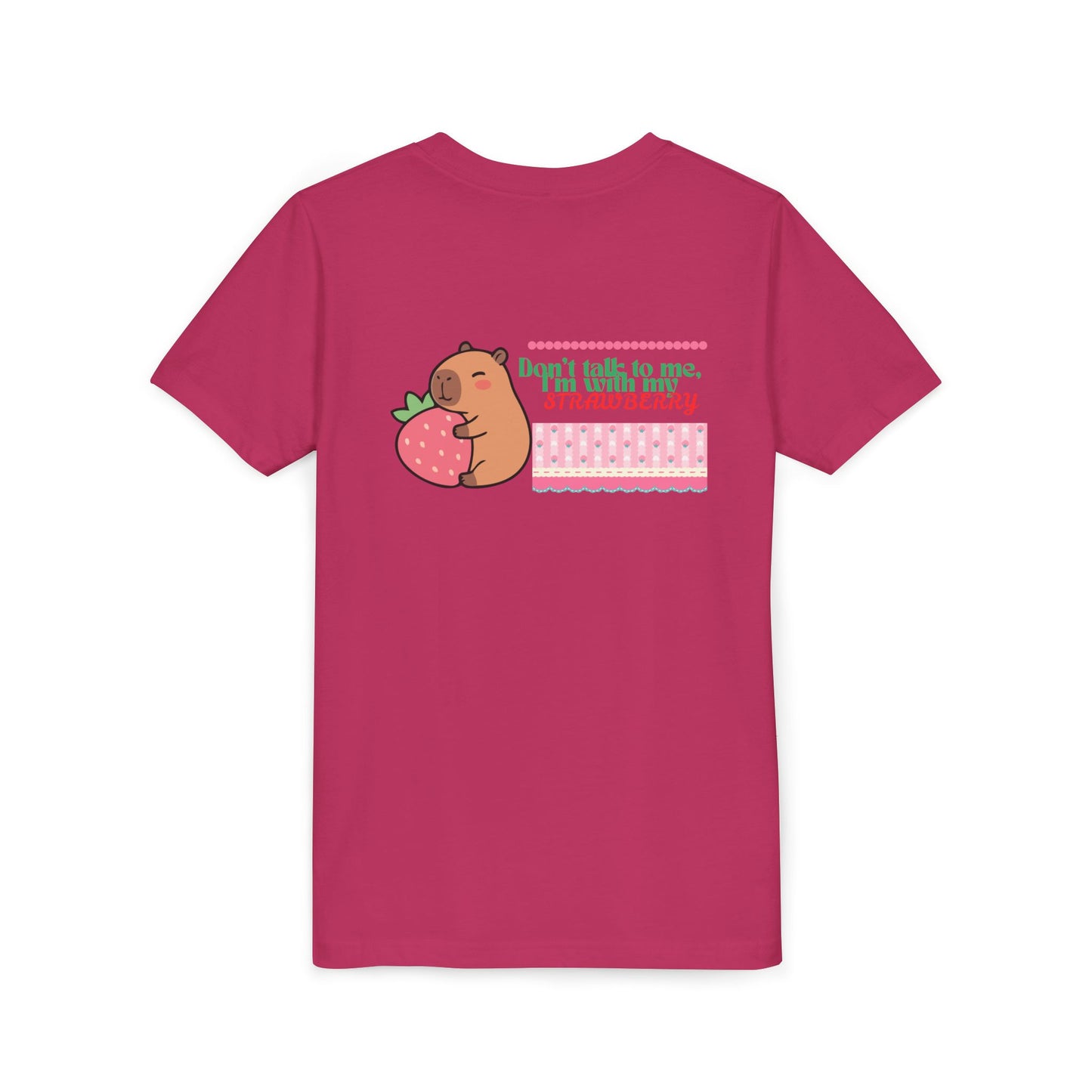 Capybara Hugging Strawberry Youth Tee