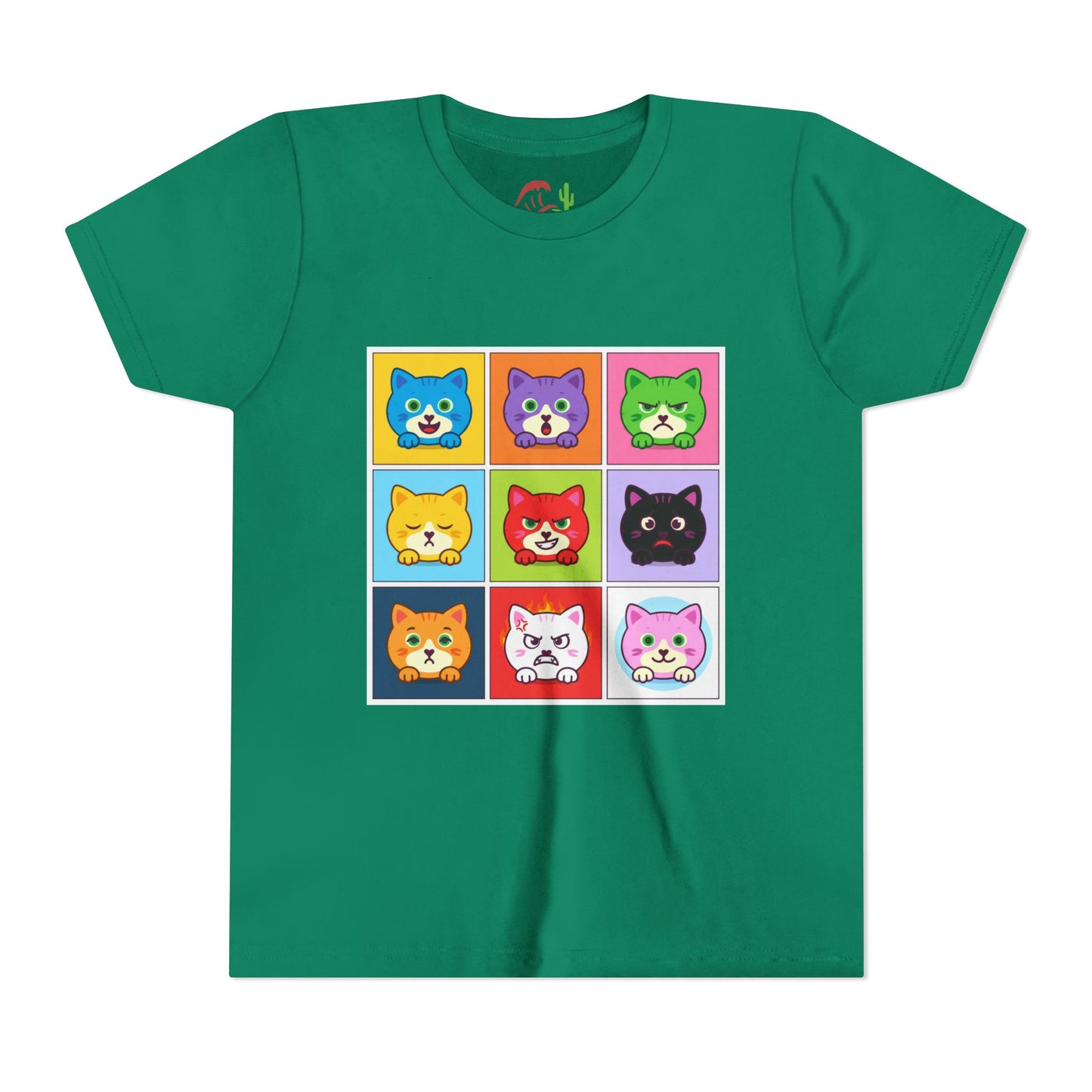 Playful Cat Faces Youth Tee | Cute Animal Shirt for Kids, Stylish Summer T-shirt, Perfect Gift for Cat Lovers, Birthday or Holiday
