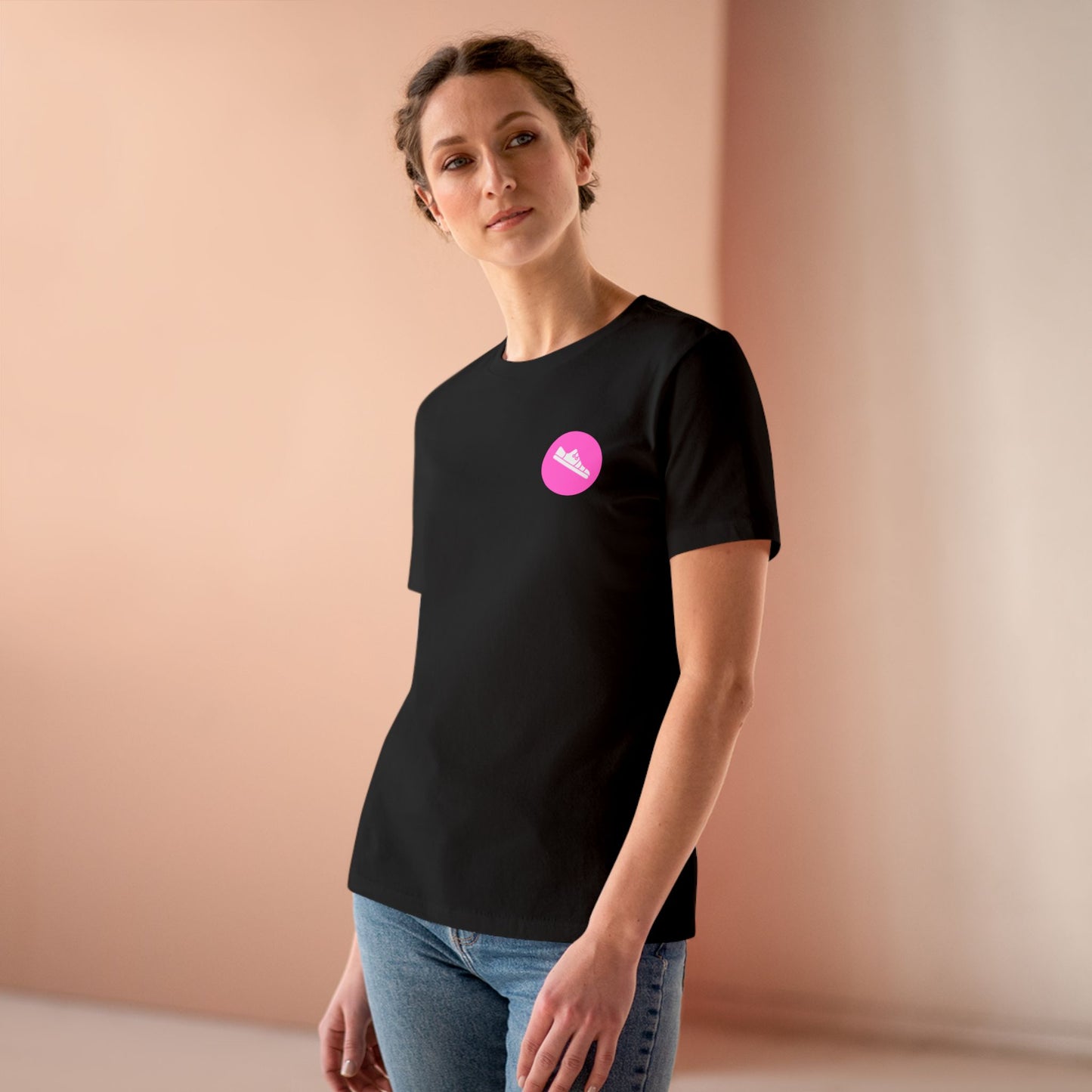 Breathe. Move. Repeat. Women’s Cotton Tee – Motivational Fitness Pink Graphic