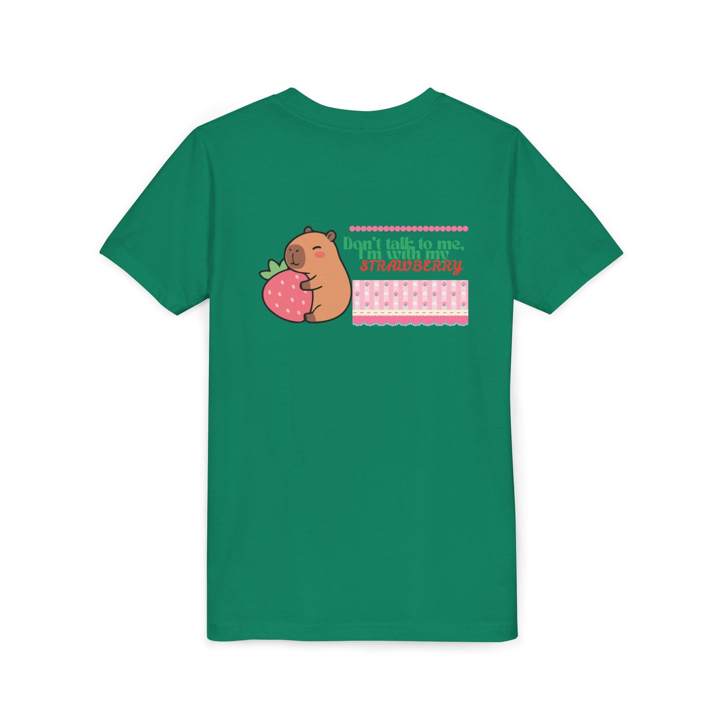 Capybara Hugging Strawberry Youth Tee