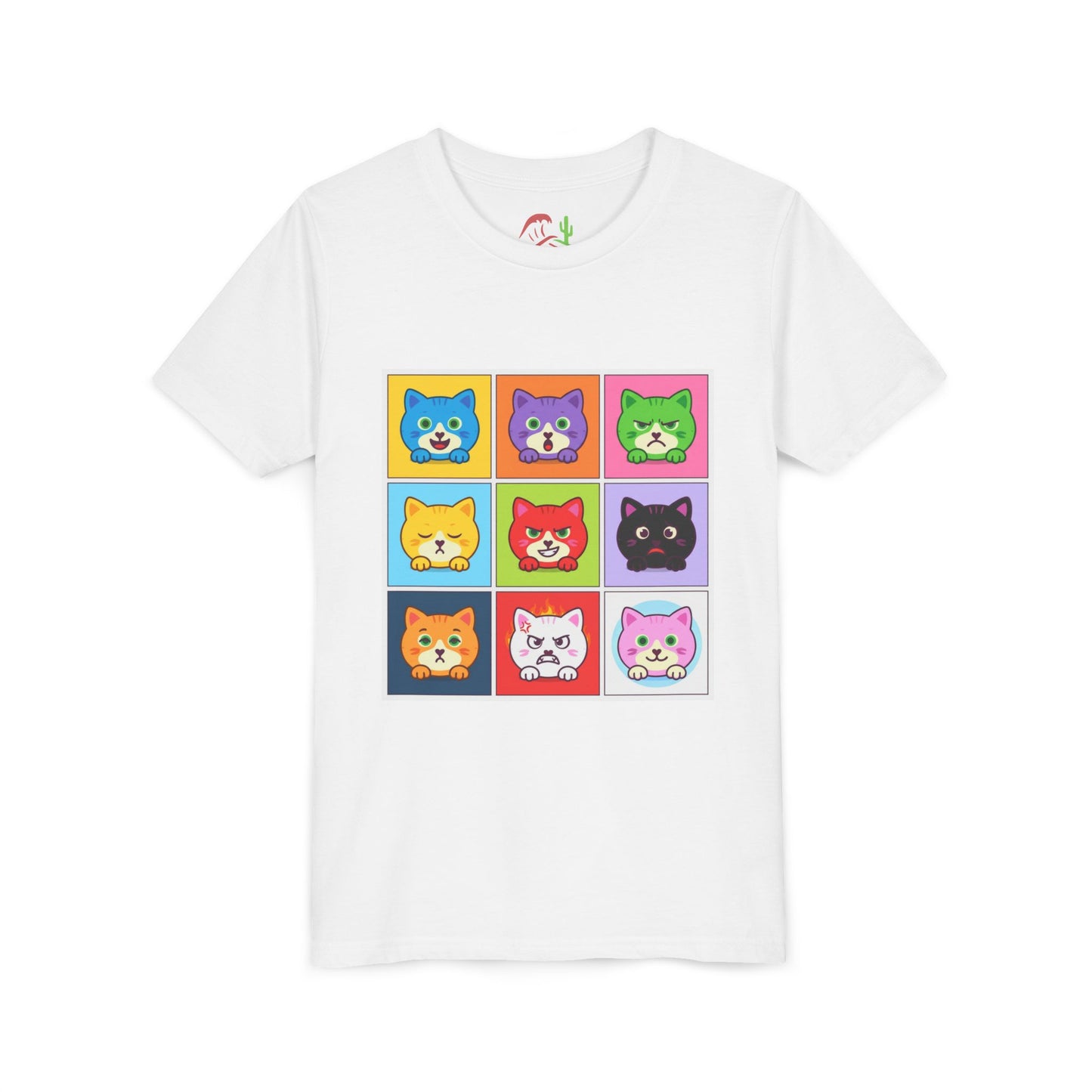 Playful Cat Faces Youth Tee | Cute Animal Shirt for Kids, Stylish Summer T-shirt, Perfect Gift for Cat Lovers, Birthday or Holiday