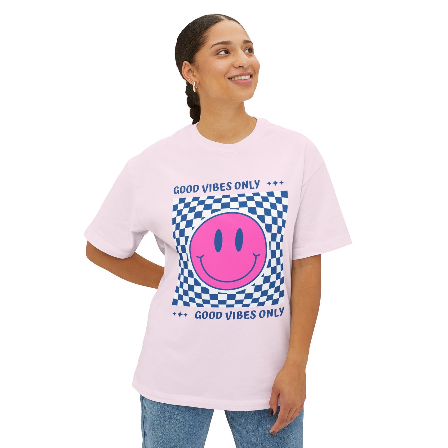 Smiley Checkerboard Oversized T-Shirt