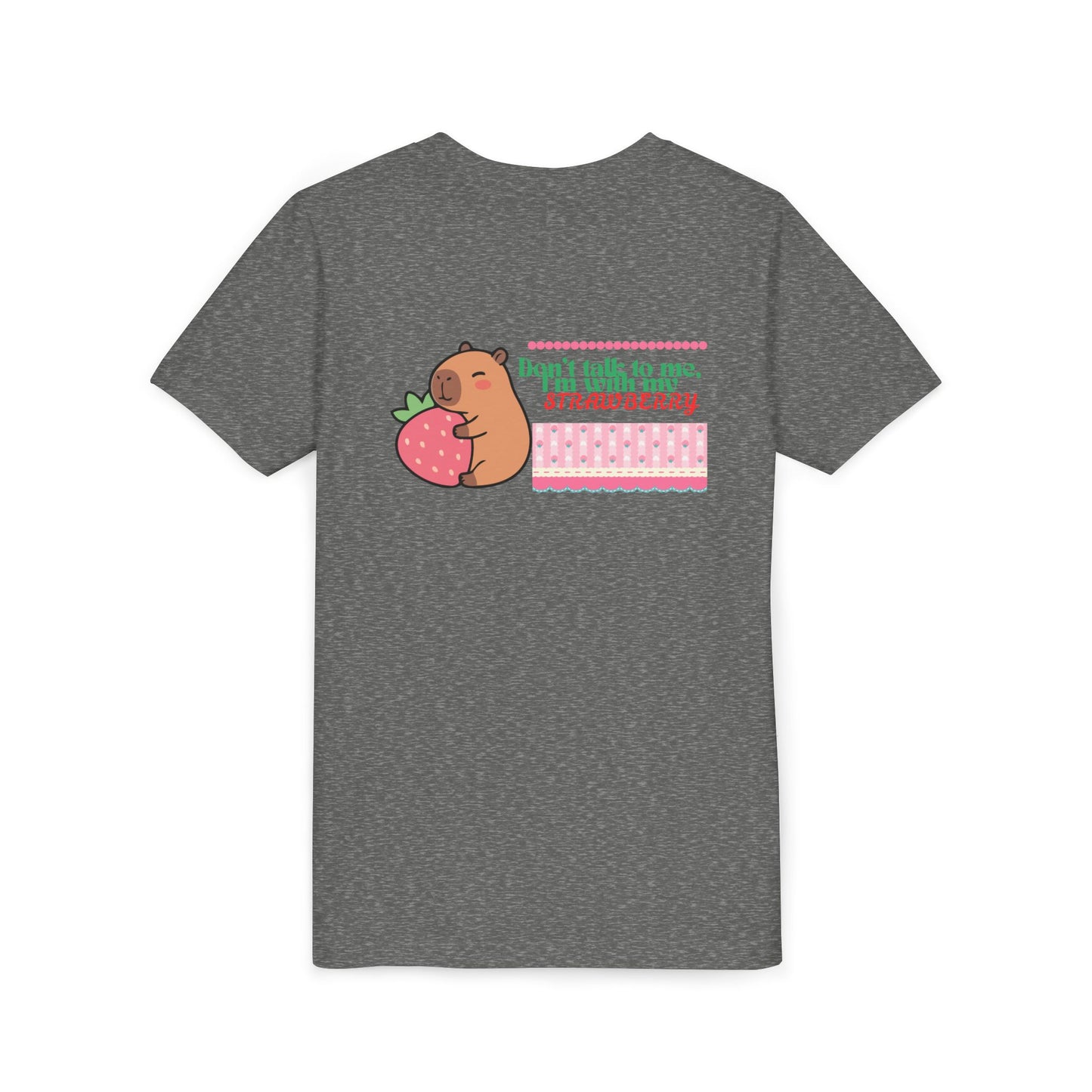 Capybara Hugging Strawberry Youth Tee