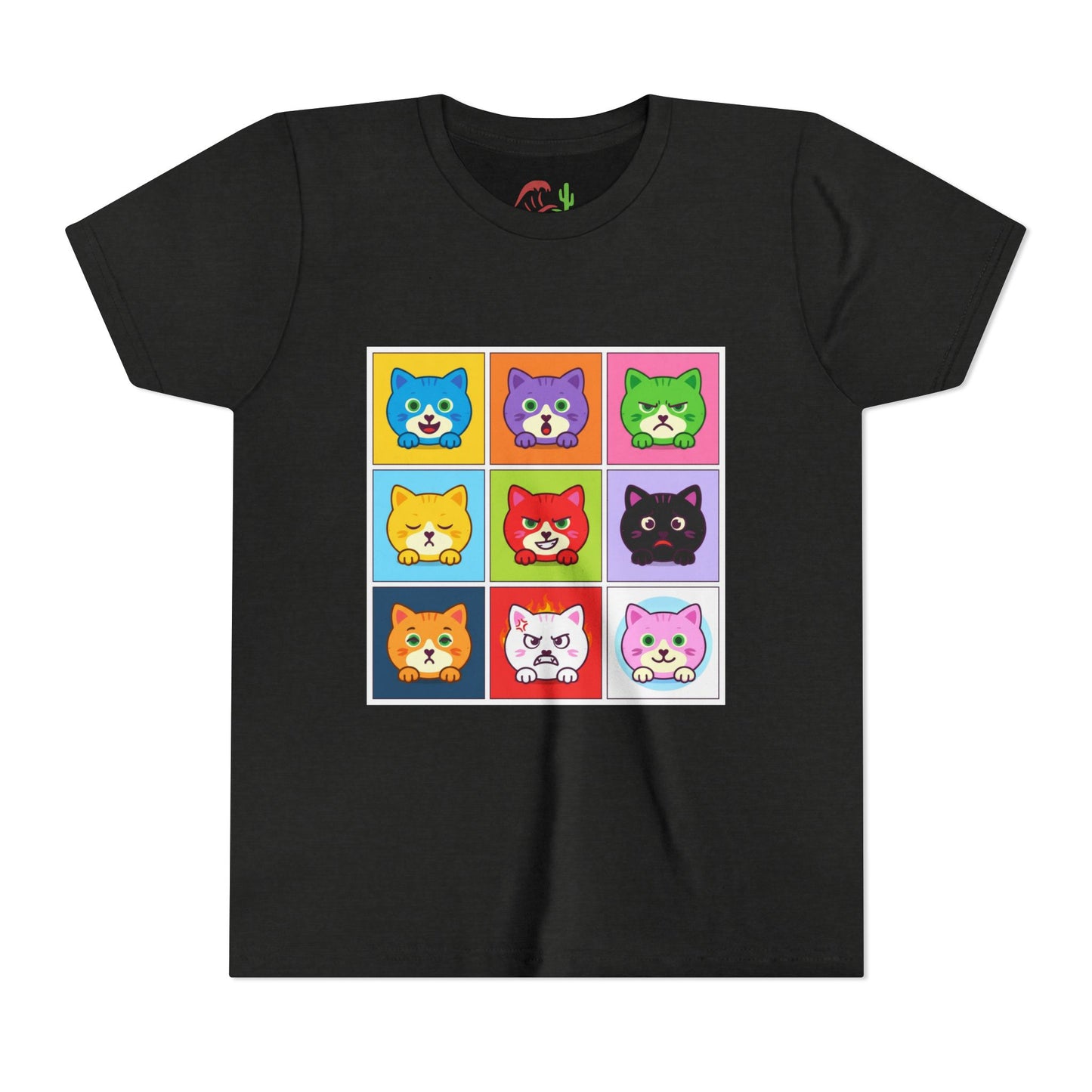 Playful Cat Faces Youth Tee | Cute Animal Shirt for Kids, Stylish Summer T-shirt, Perfect Gift for Cat Lovers, Birthday or Holiday
