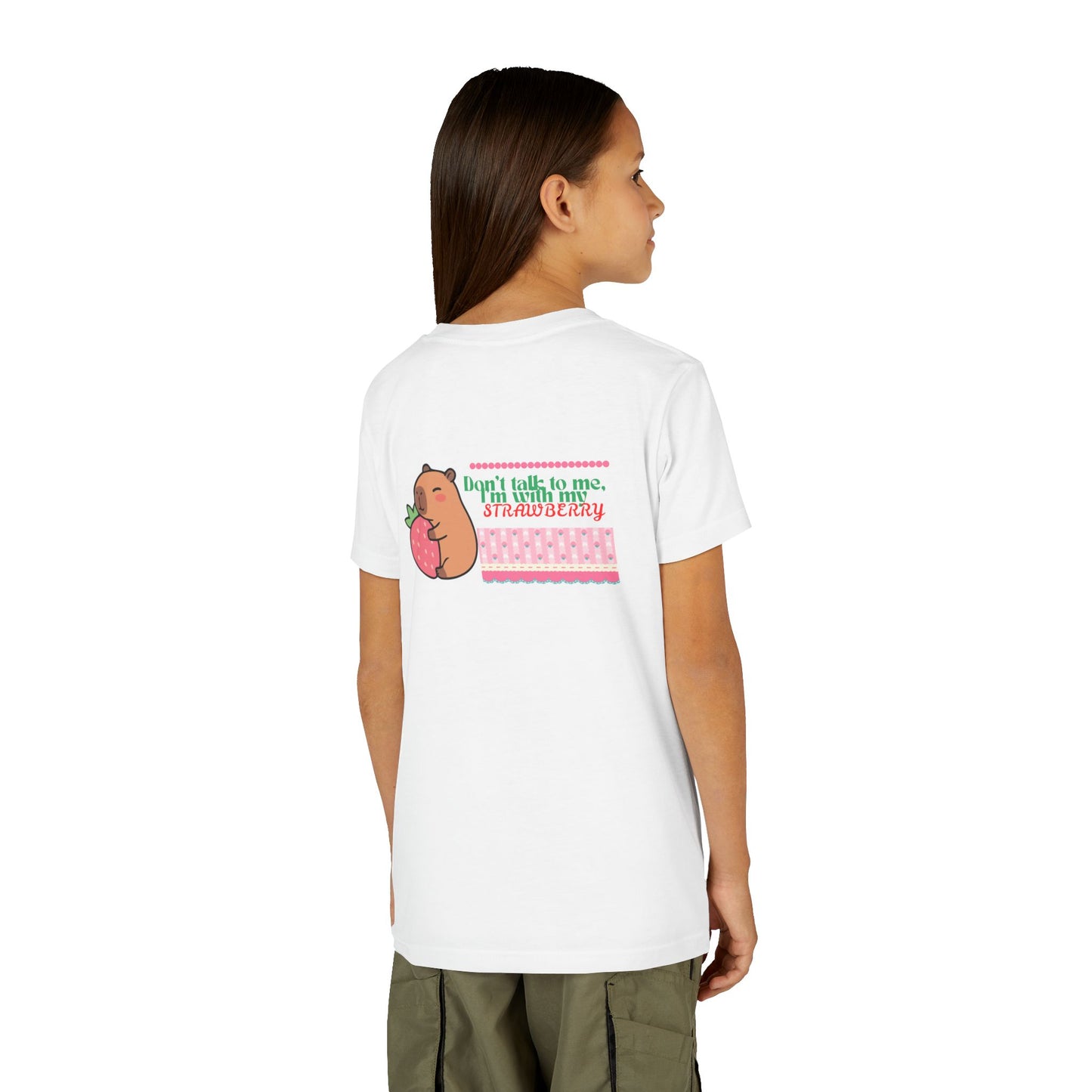 Capybara Hugging Strawberry Youth Tee