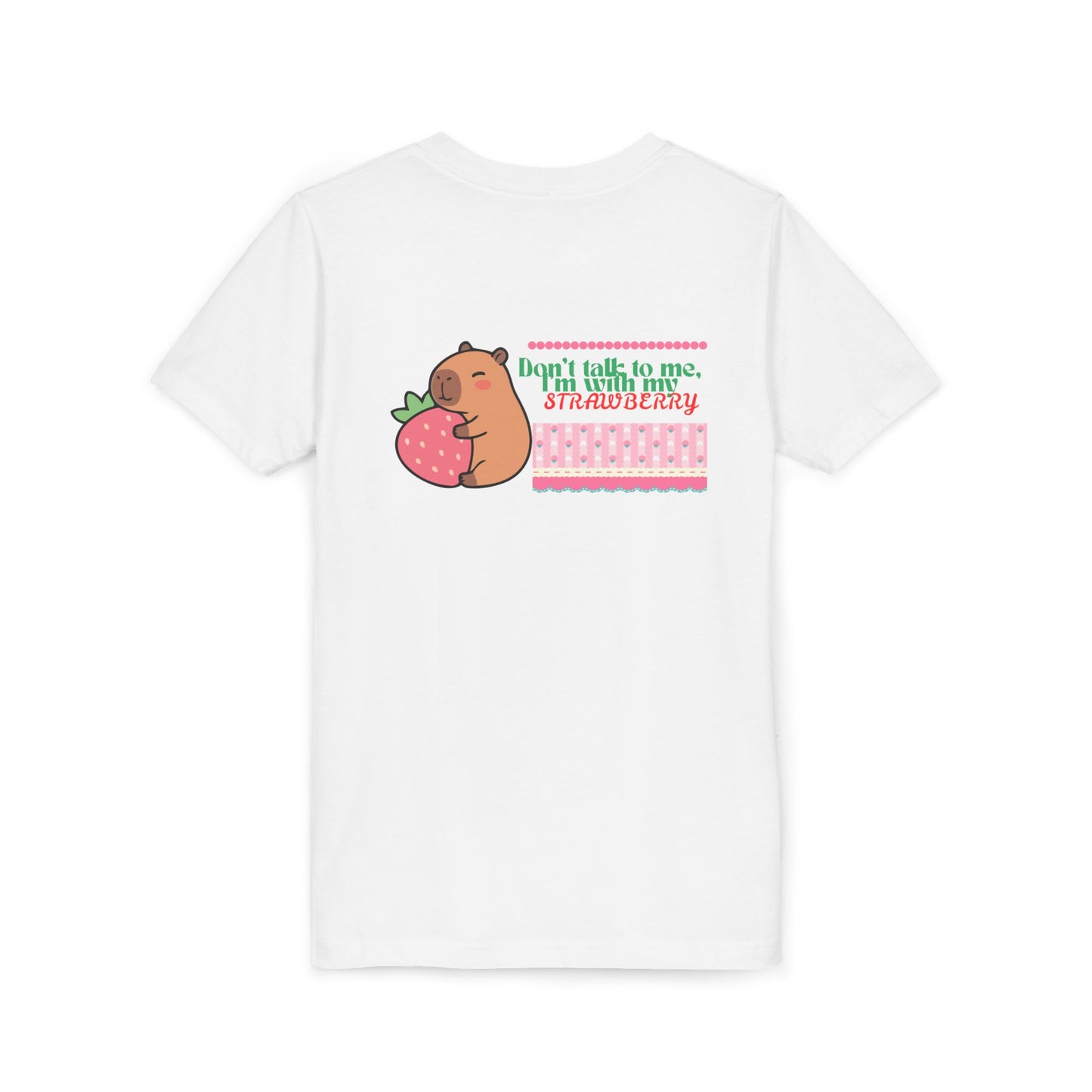 Capybara Hugging Strawberry Youth Tee