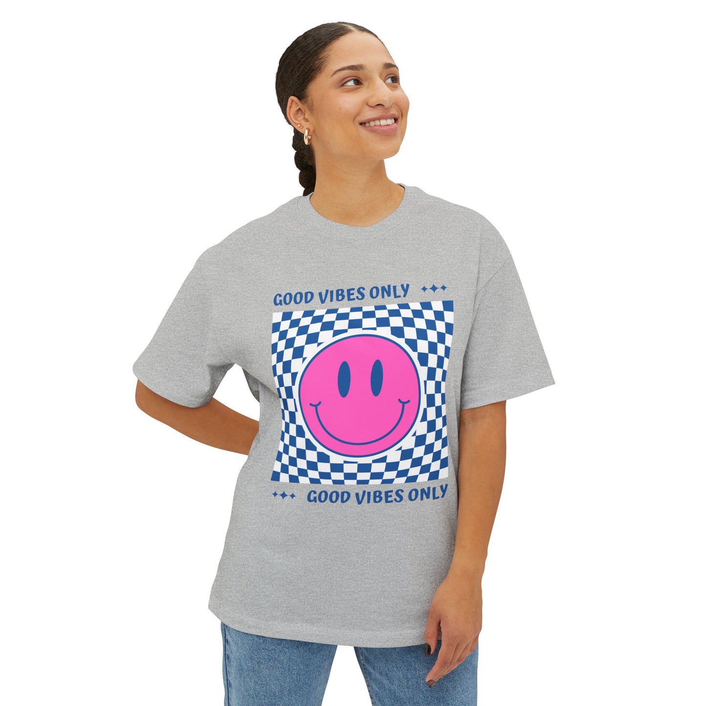 Smiley Checkerboard Oversized T-Shirt