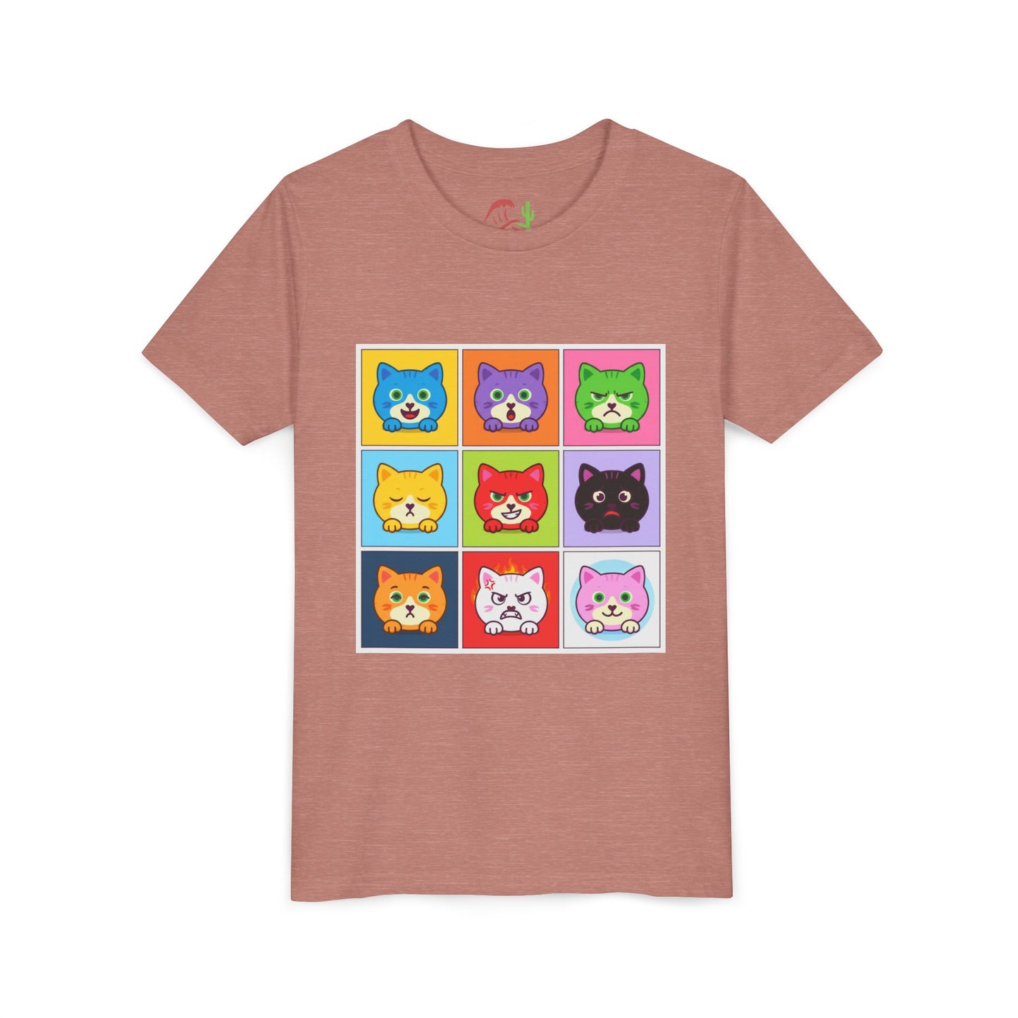 Playful Cat Faces Youth Tee | Cute Animal Shirt for Kids, Stylish Summer T-shirt, Perfect Gift for Cat Lovers, Birthday or Holiday