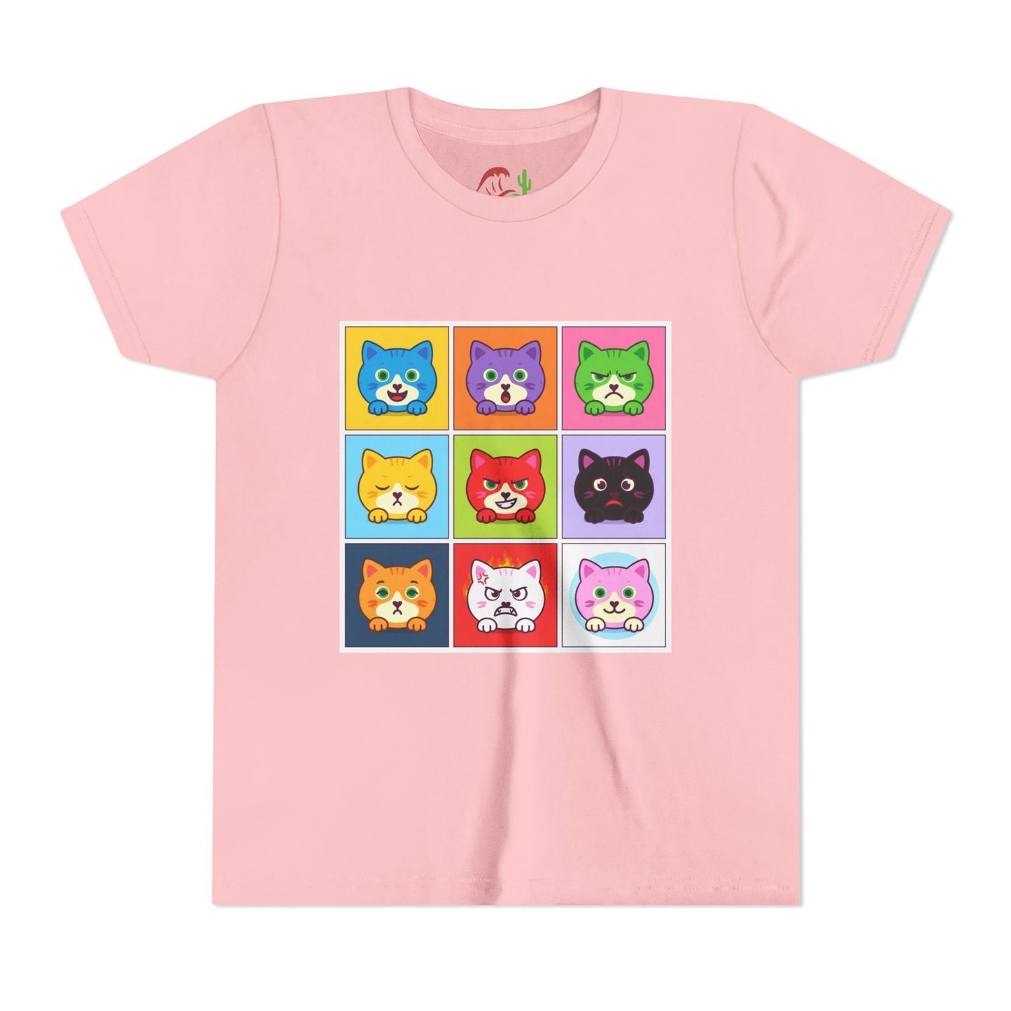 Playful Cat Faces Youth Tee | Cute Animal Shirt for Kids, Stylish Summer T-shirt, Perfect Gift for Cat Lovers, Birthday or Holiday