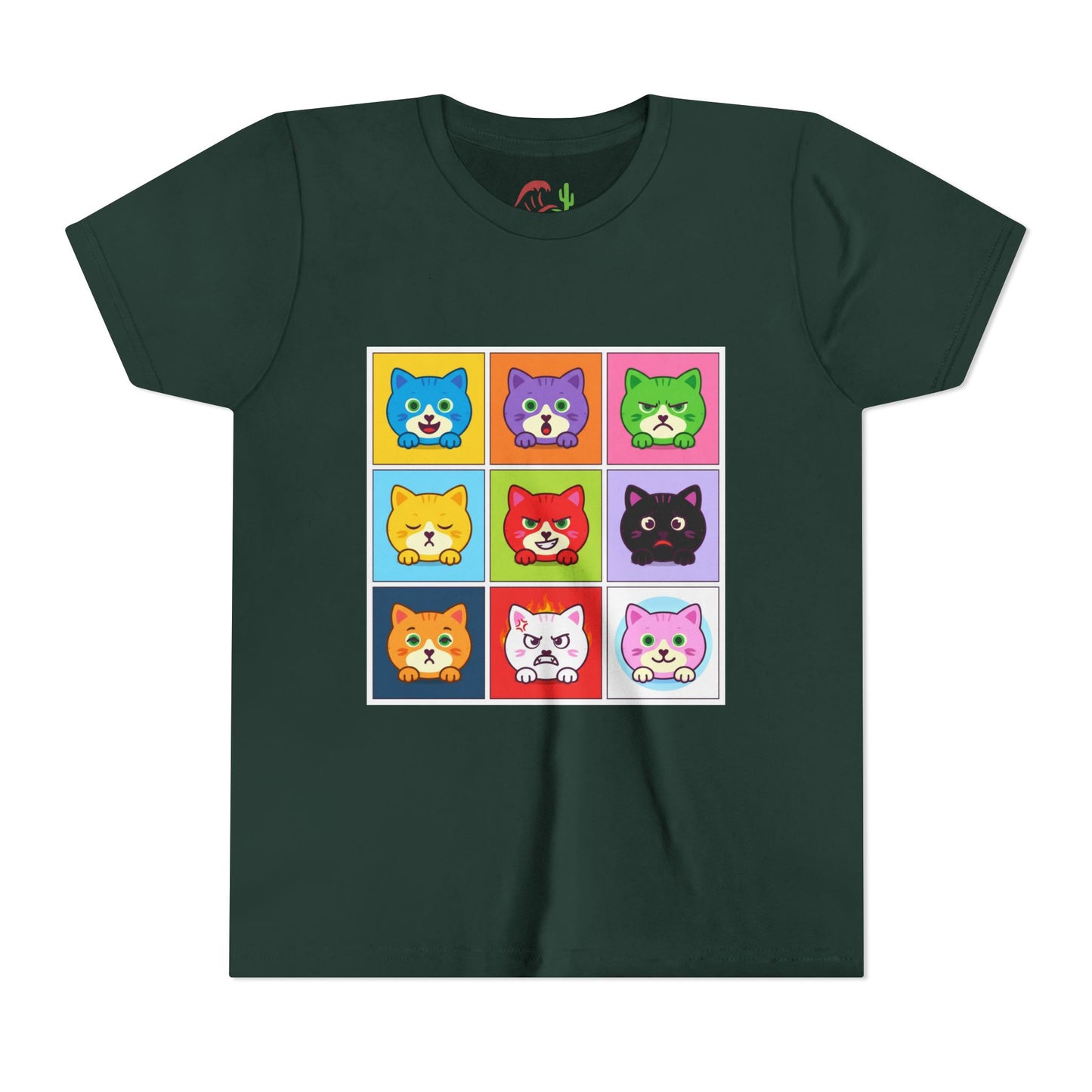 Playful Cat Faces Youth Tee | Cute Animal Shirt for Kids, Stylish Summer T-shirt, Perfect Gift for Cat Lovers, Birthday or Holiday