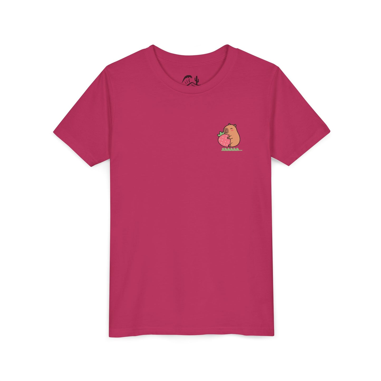 Capybara Hugging Strawberry Youth Tee