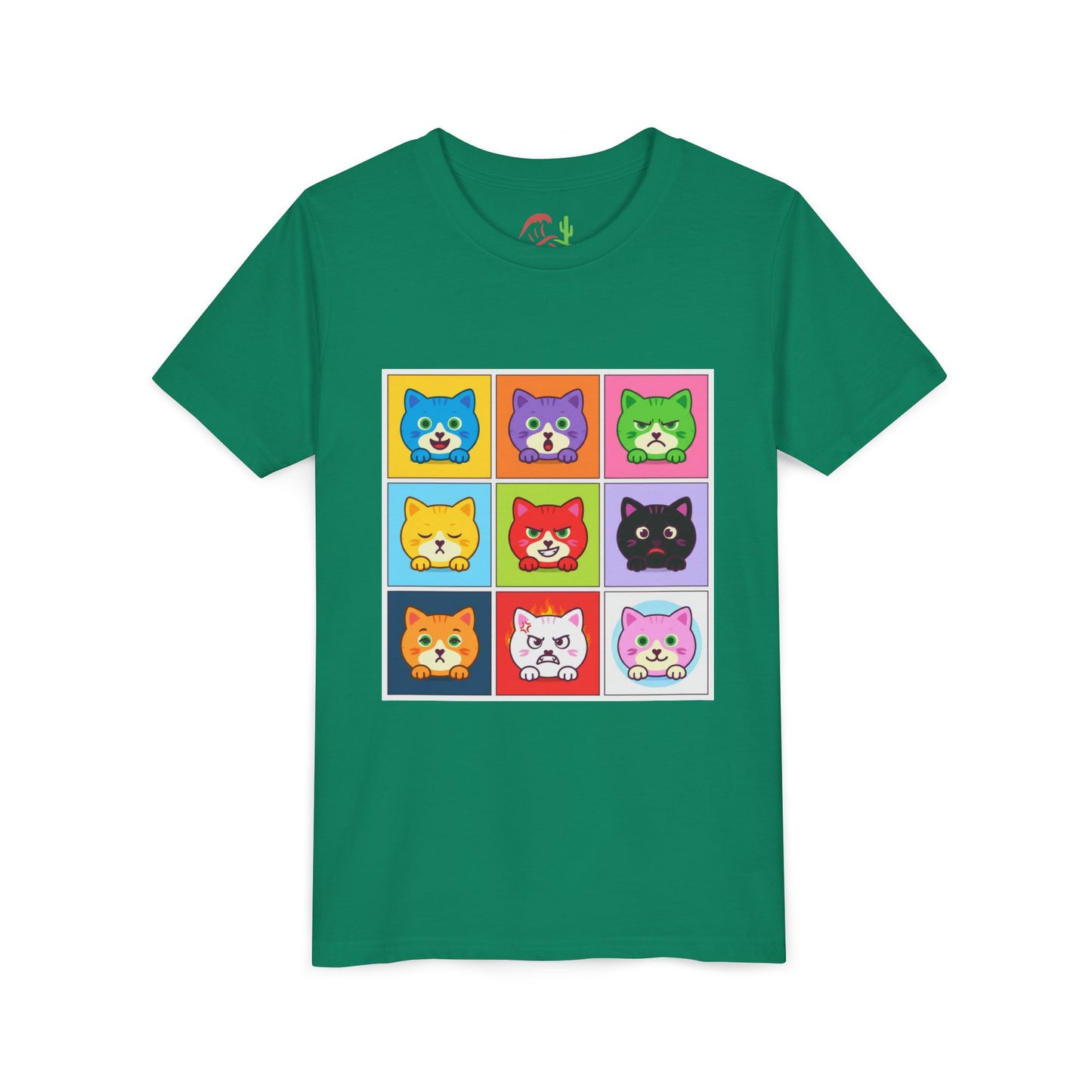Playful Cat Faces Youth Tee | Cute Animal Shirt for Kids, Stylish Summer T-shirt, Perfect Gift for Cat Lovers, Birthday or Holiday