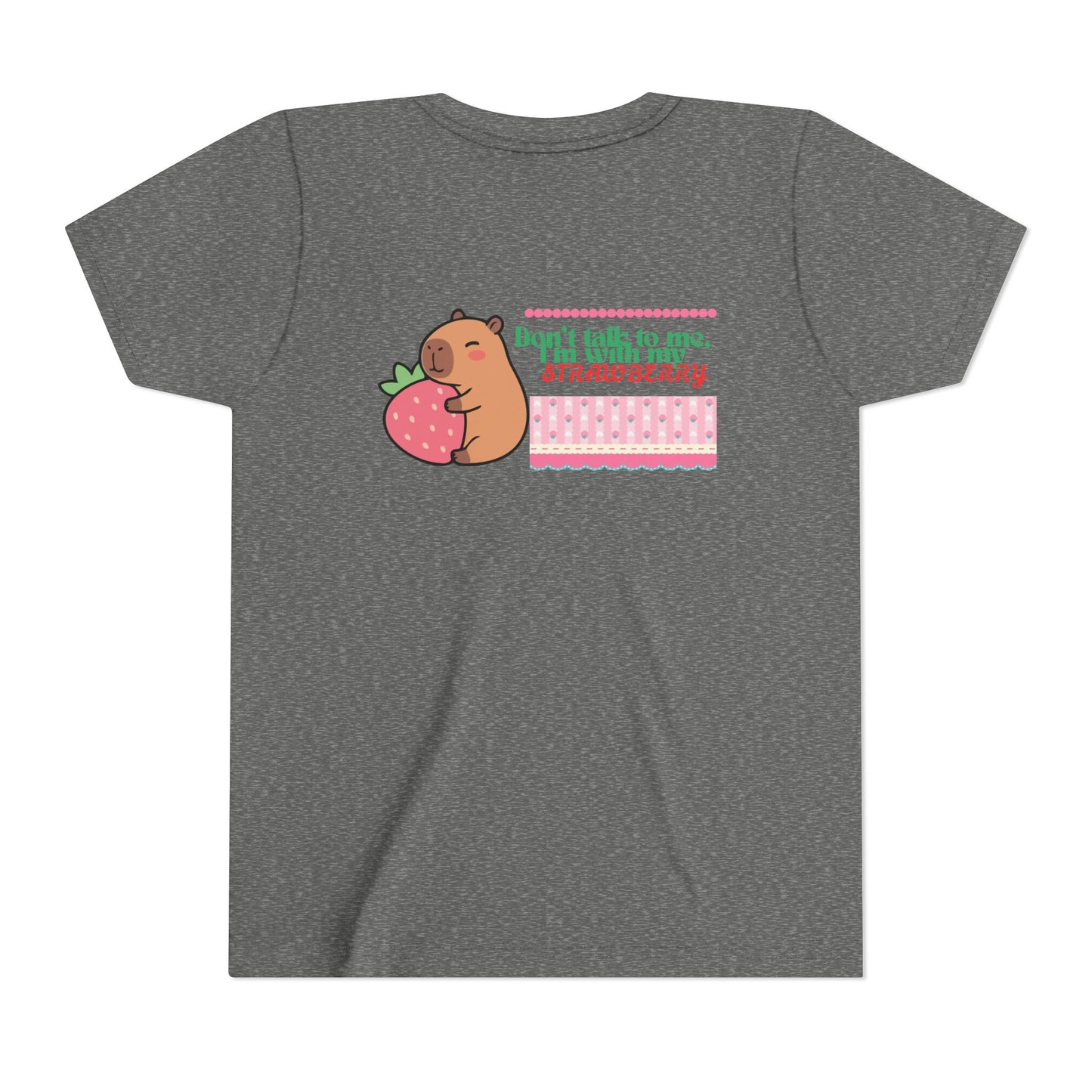 Capybara Hugging Strawberry Youth Tee