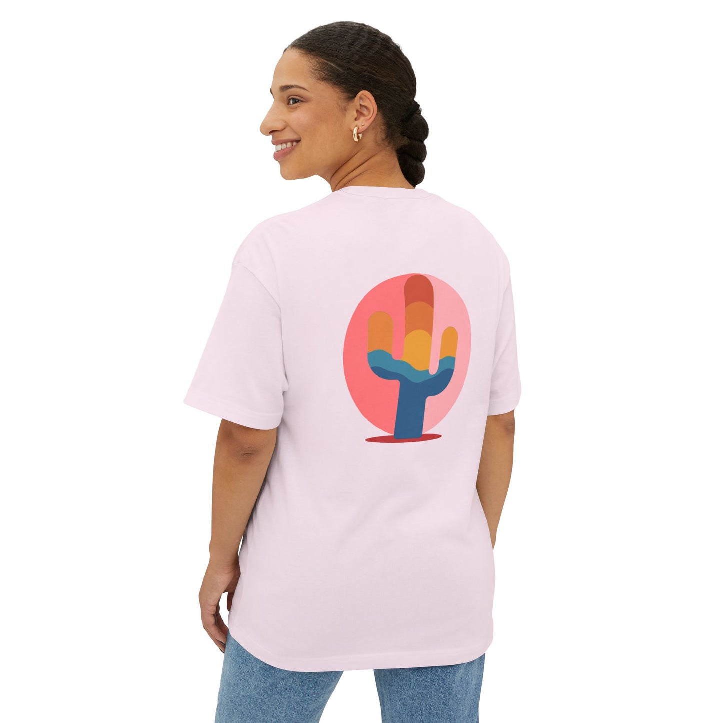 Cactus Sunset Unisex Oversized Boxy Tee